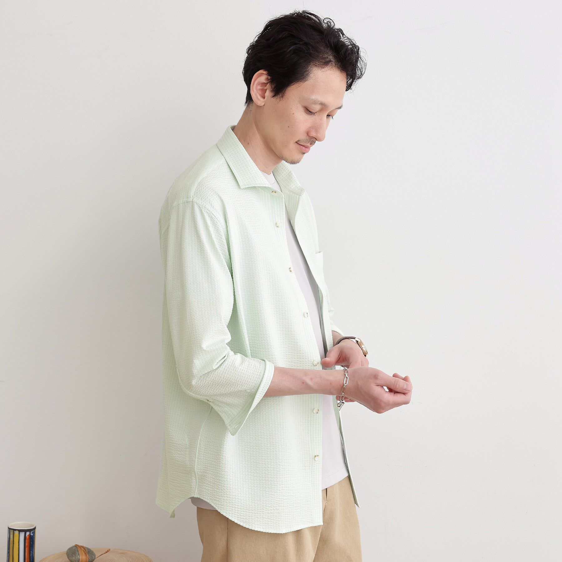 TAKEO KIKUCHI「【抗菌防臭／7分袖】サッカージャージ ストライプシャツ」|シャツ・ブラウス|