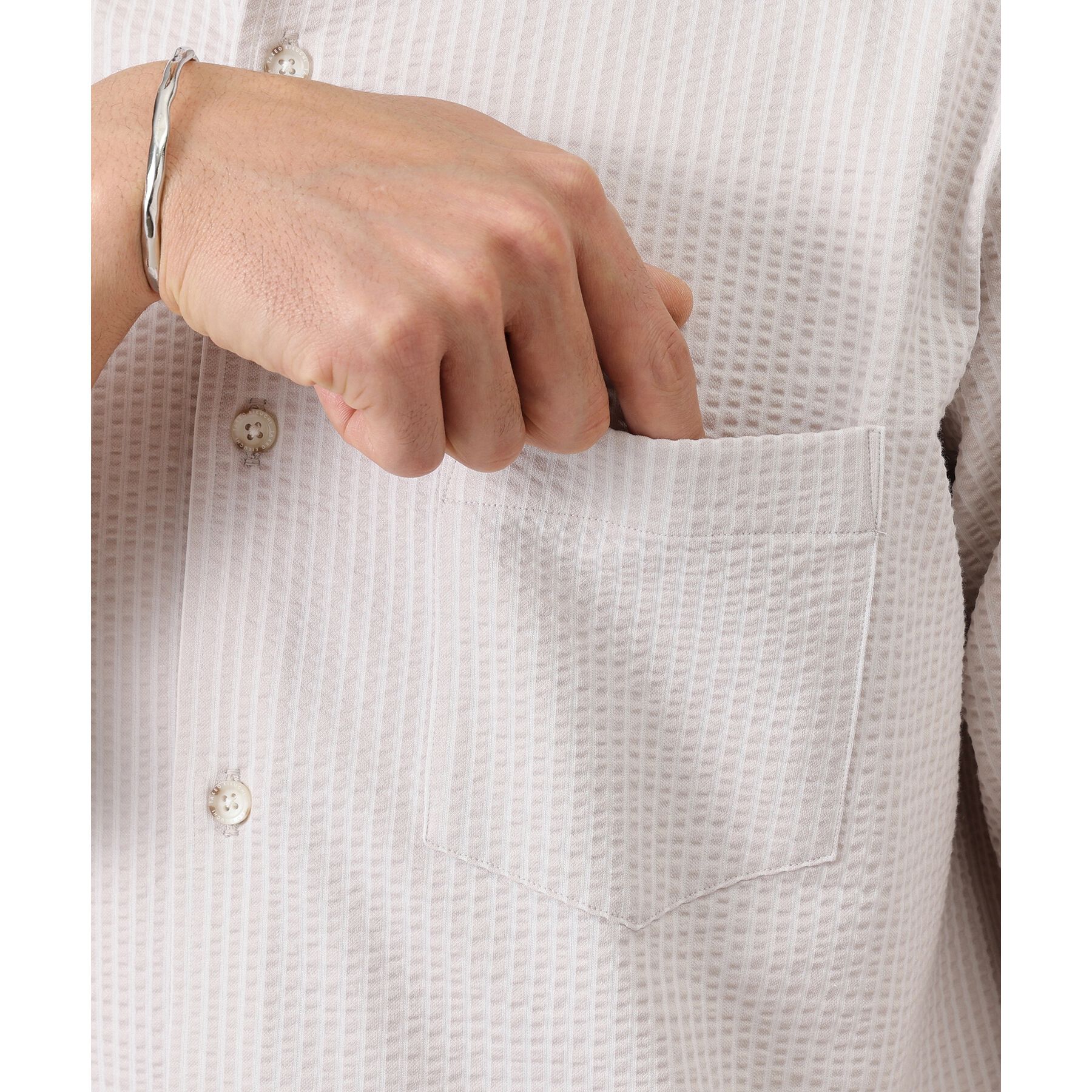 TAKEO KIKUCHI「【抗菌防臭／7分袖】サッカージャージ ストライプシャツ」|シャツ・ブラウス|