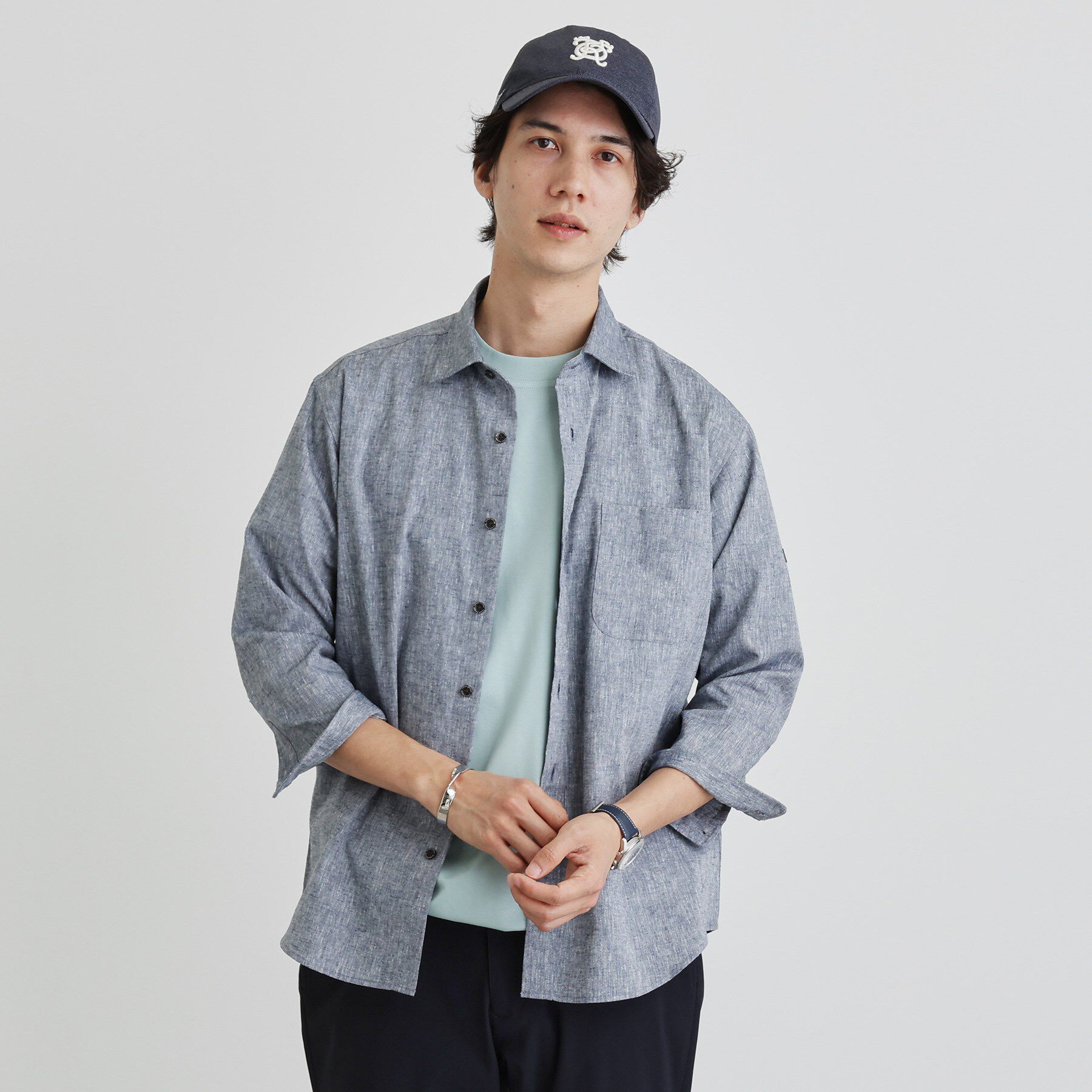 TAKEO KIKUCHI「ハイブリッド リネン 7分袖 シャツ」|シャツ・ブラウス|