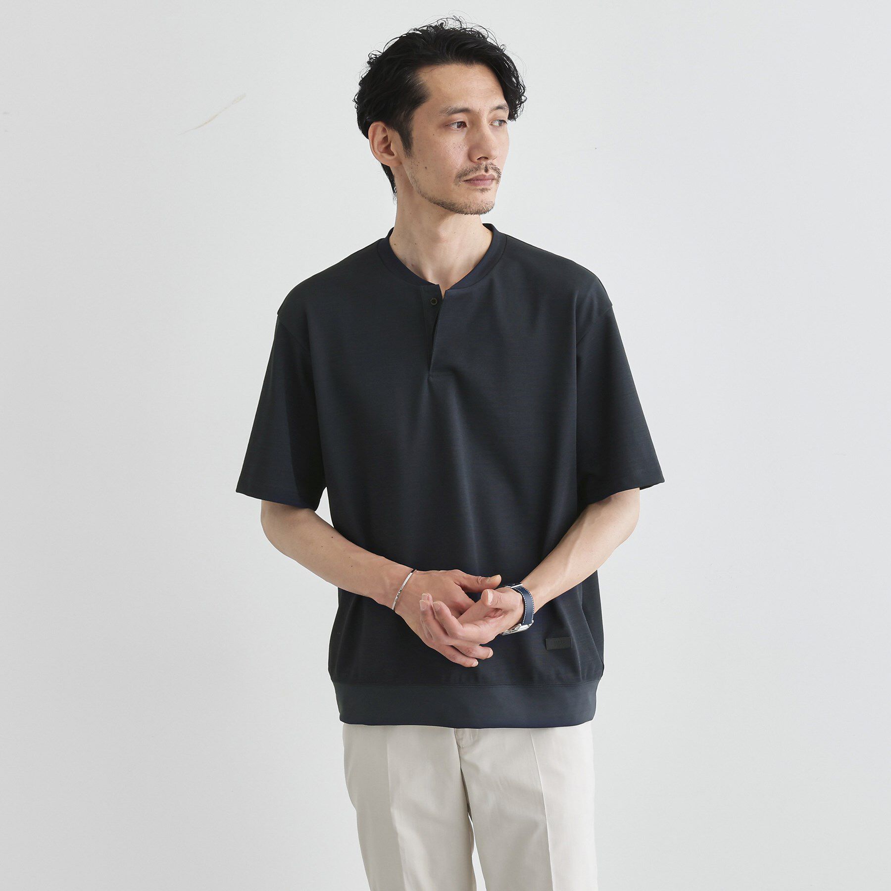 TAKEO KIKUCHI「キーネック カットソー」|Tシャツ・カットソー|ネイビー(094)