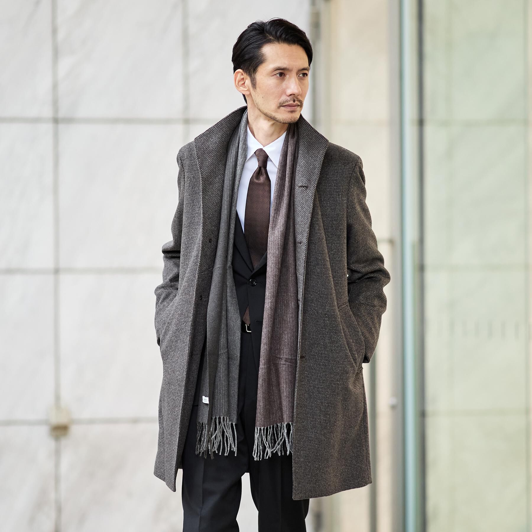 TAKEO KIKUCHI「カシミヤブレンド ビーバー調ピンヘッドスタンドカラーコート」|その他|