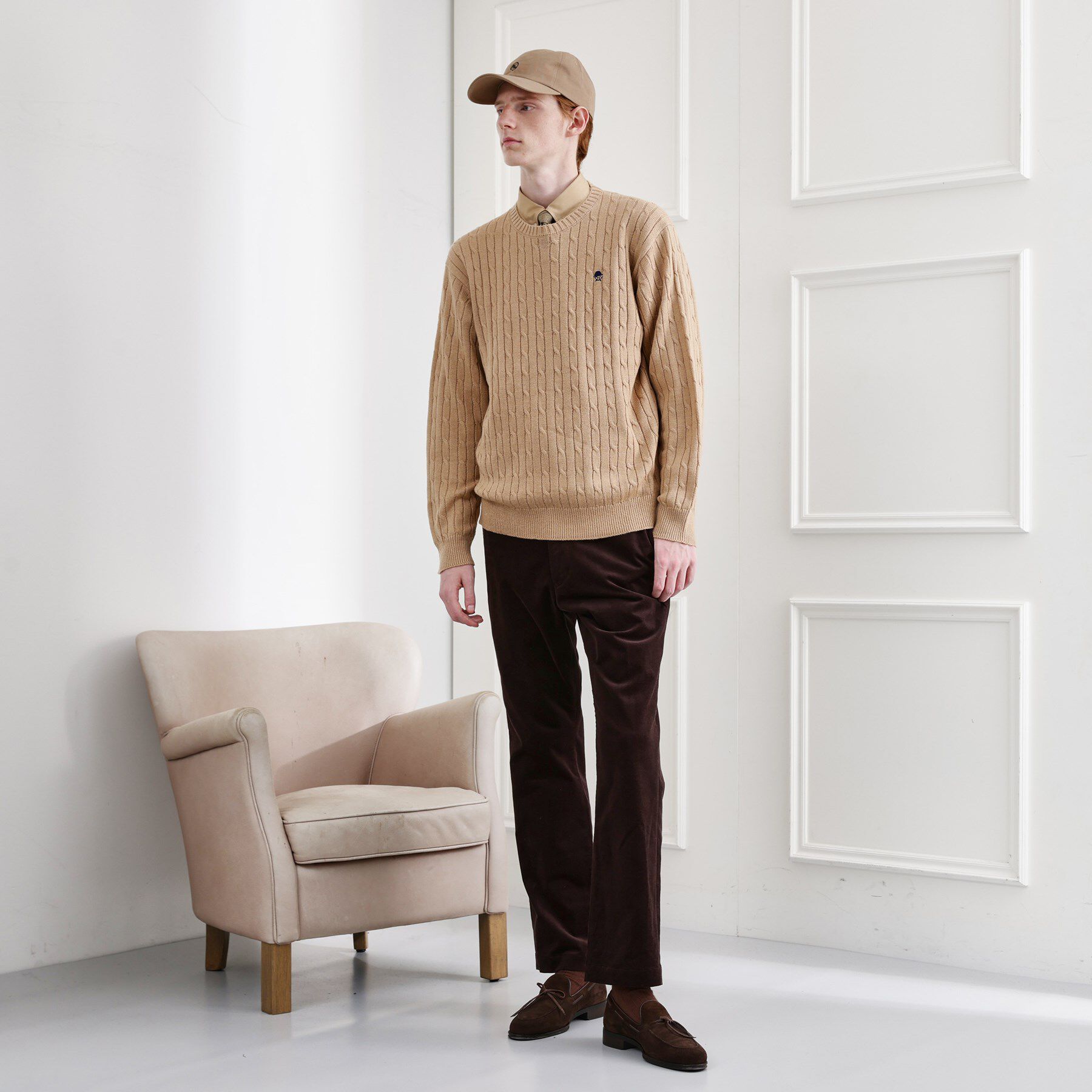 TAKEO KIKUCHI「【LIMITED】ワンポイント刺繍ケーブルニット」|ニット・セーター|