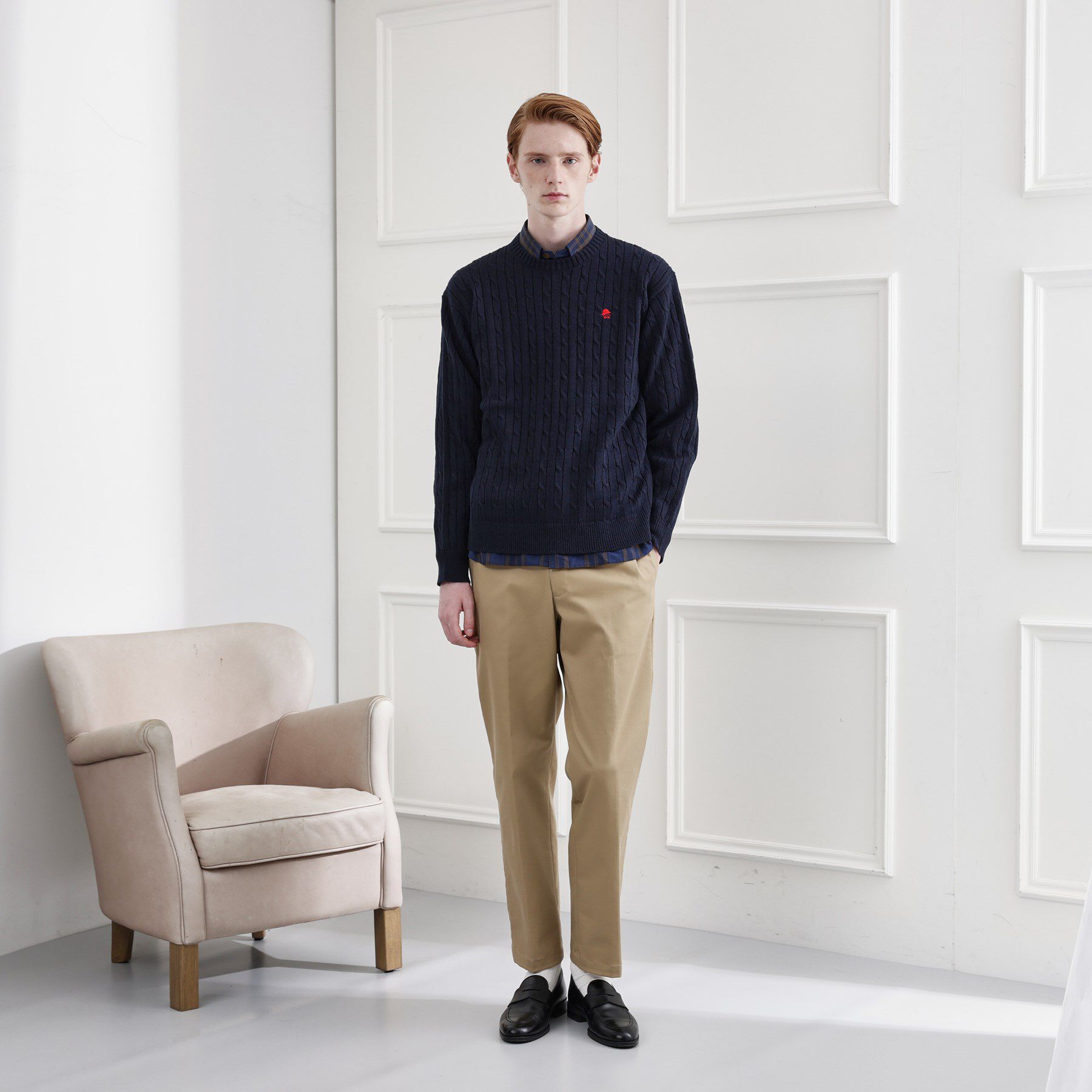 TAKEO KIKUCHI「【LIMITED】ワンポイント刺繍ケーブルニット」|ニット・セーター|