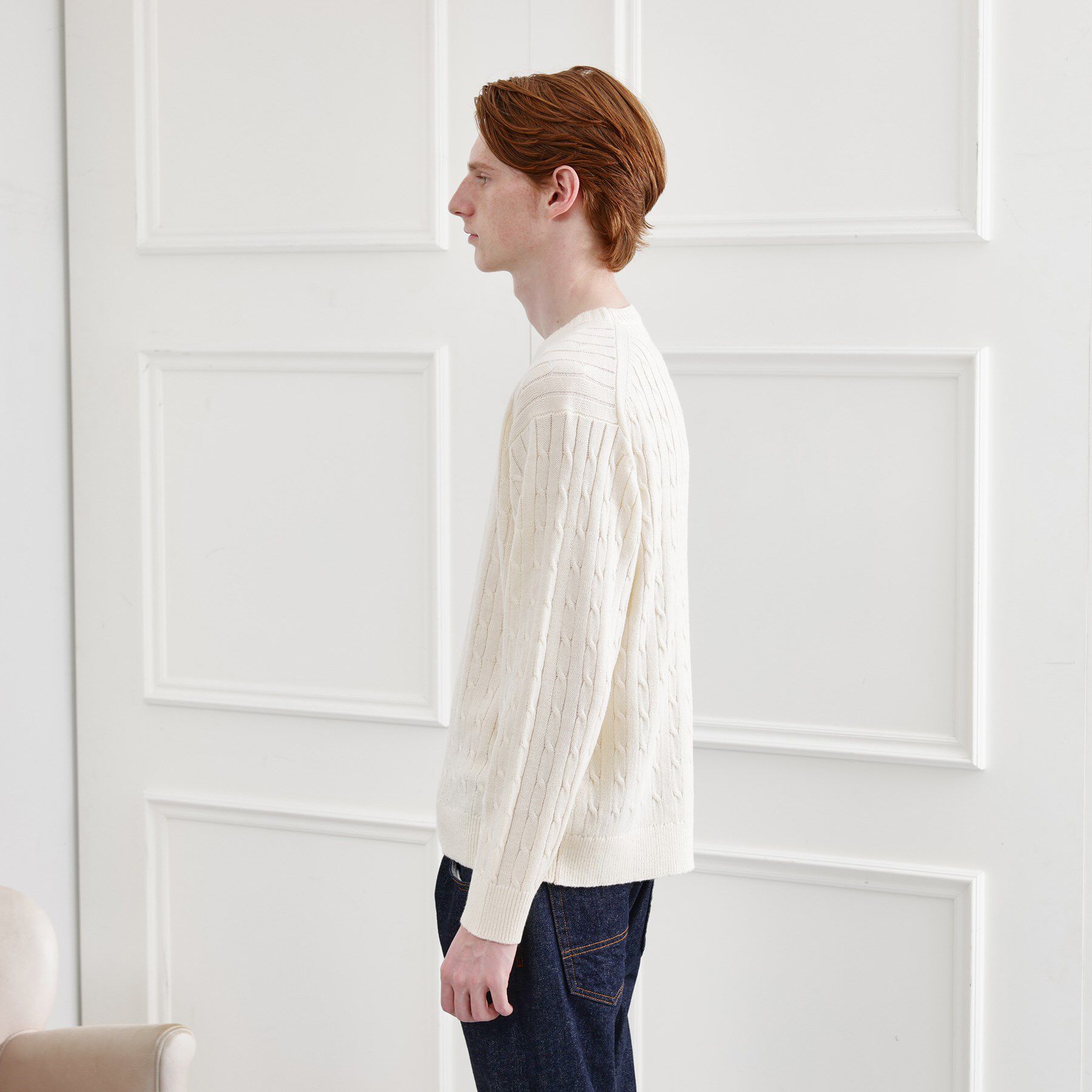 TAKEO KIKUCHI「【LIMITED】ワンポイント刺繍ケーブルニット」|ニット・セーター|