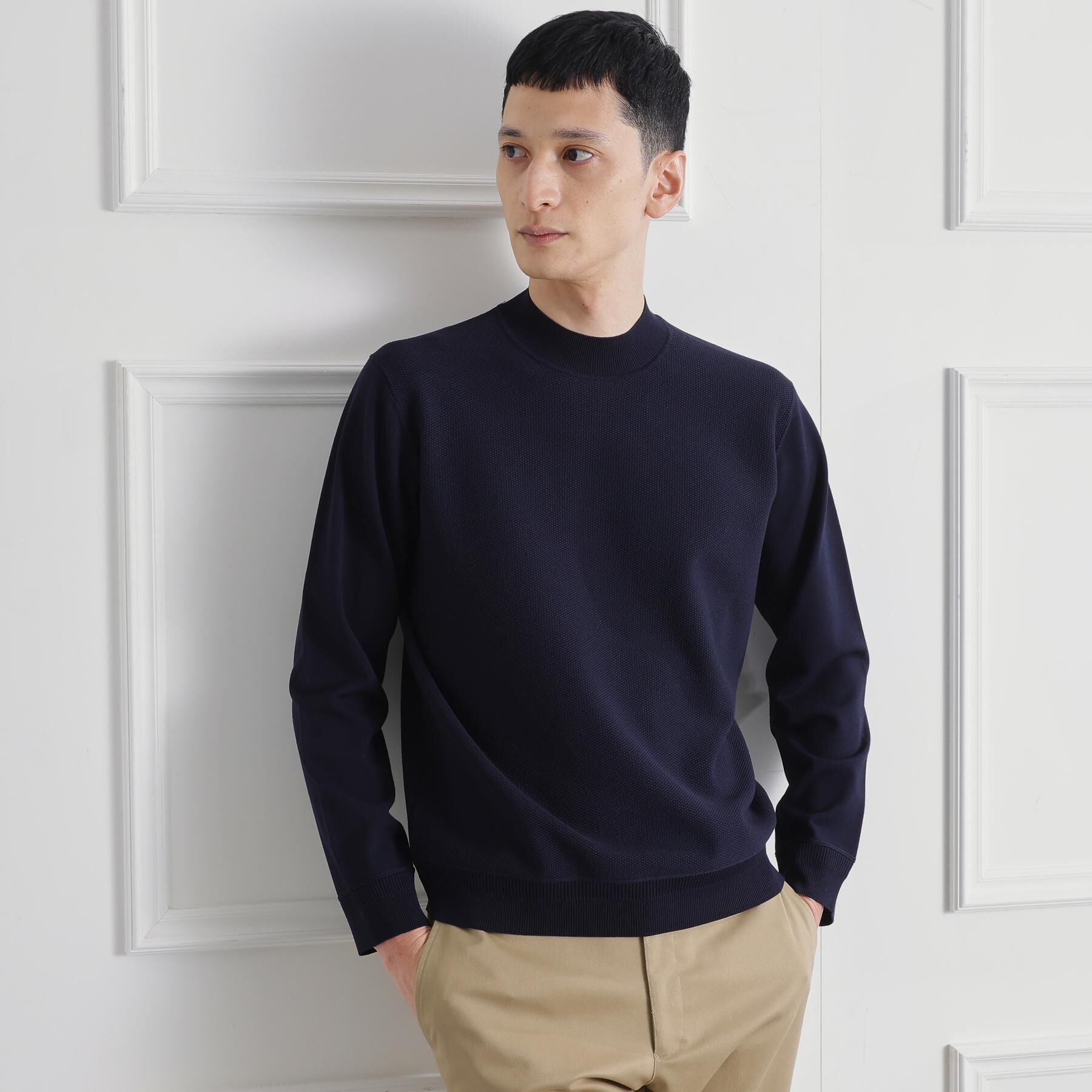 TAKEO KIKUCHI「モックネック 鹿の子 ニット プルオーバー」|ニット・セーター|