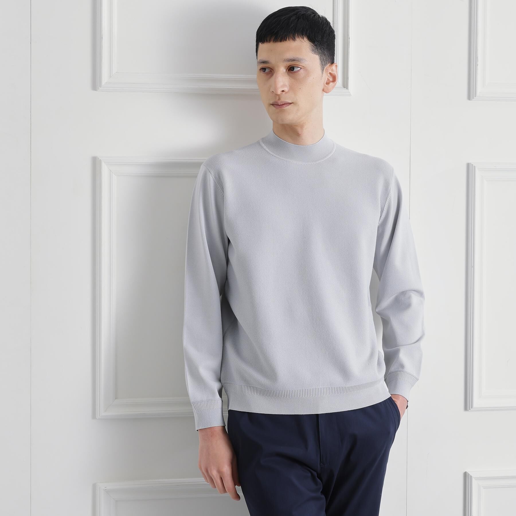 TAKEO KIKUCHI「モックネック 鹿の子 ニット プルオーバー」|ニット・セーター|