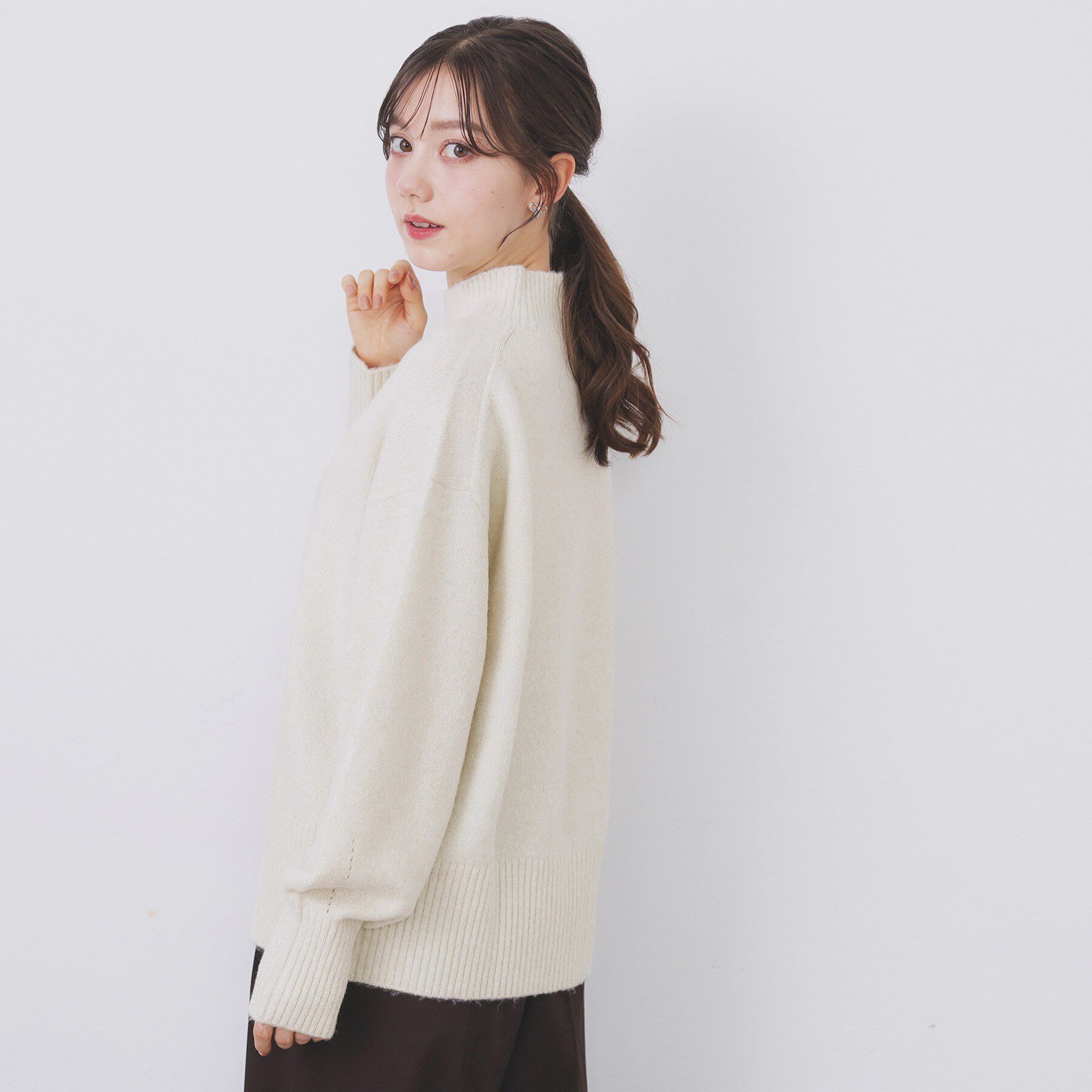 index「選べる2丈 ハイネックカラーミックスラメニット【洗濯機OK】」|ニット・セーター|