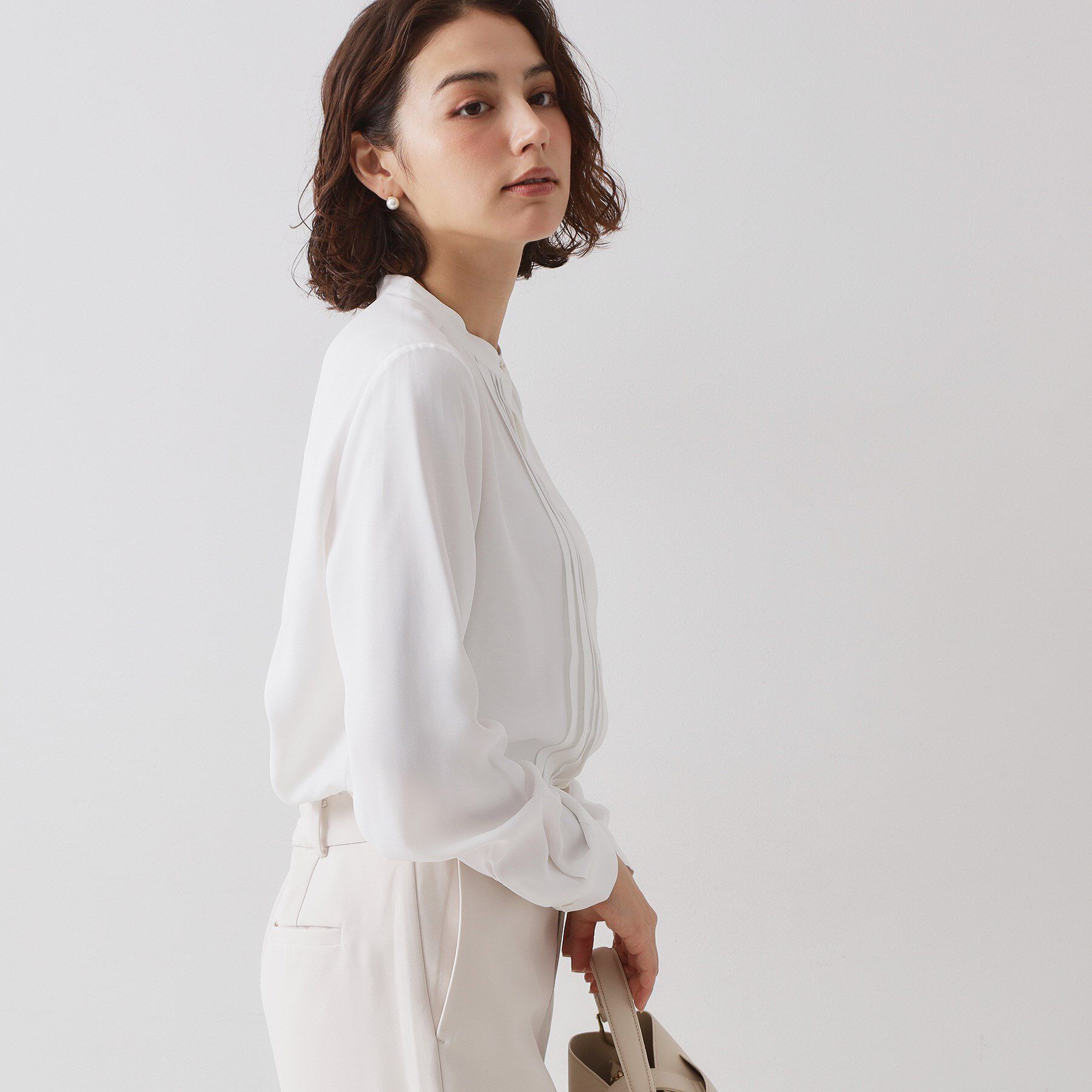 OPAQUE.CLIP「≪通勤・セレモニー対応≫ タックブラウス【洗濯機OK】」|シャツ・ブラウス|