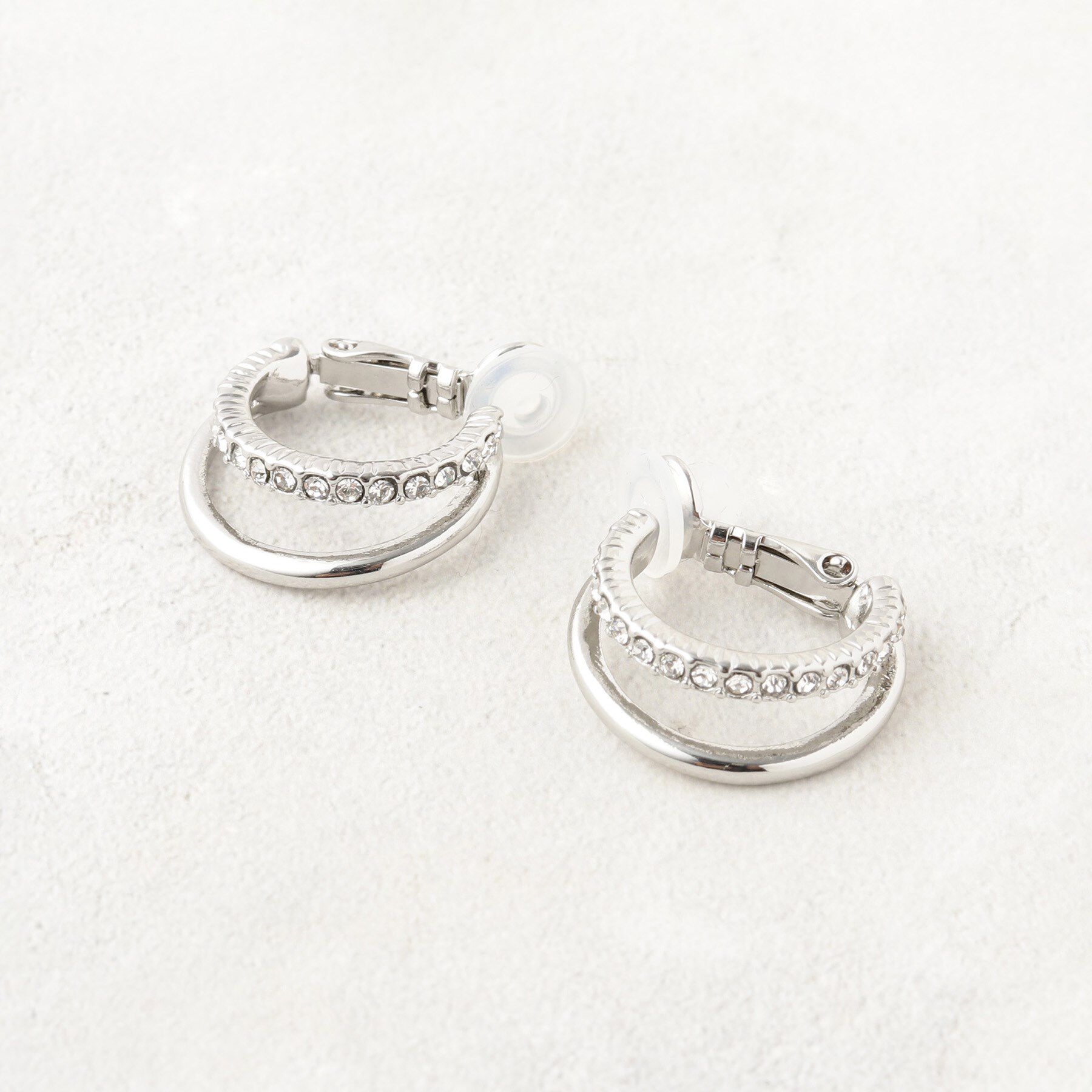 OPAQUE.CLIP「ダブルビジューイヤリング」|イヤリング|シルバー(006)