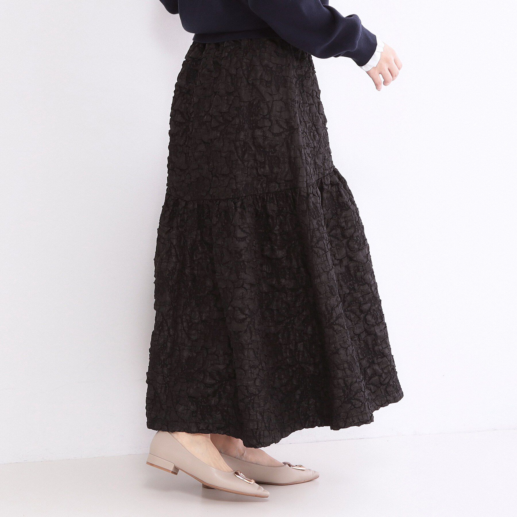 OPAQUE.CLIP「ふくれジャカードティアードスカート【洗濯機OK】」|スカート|