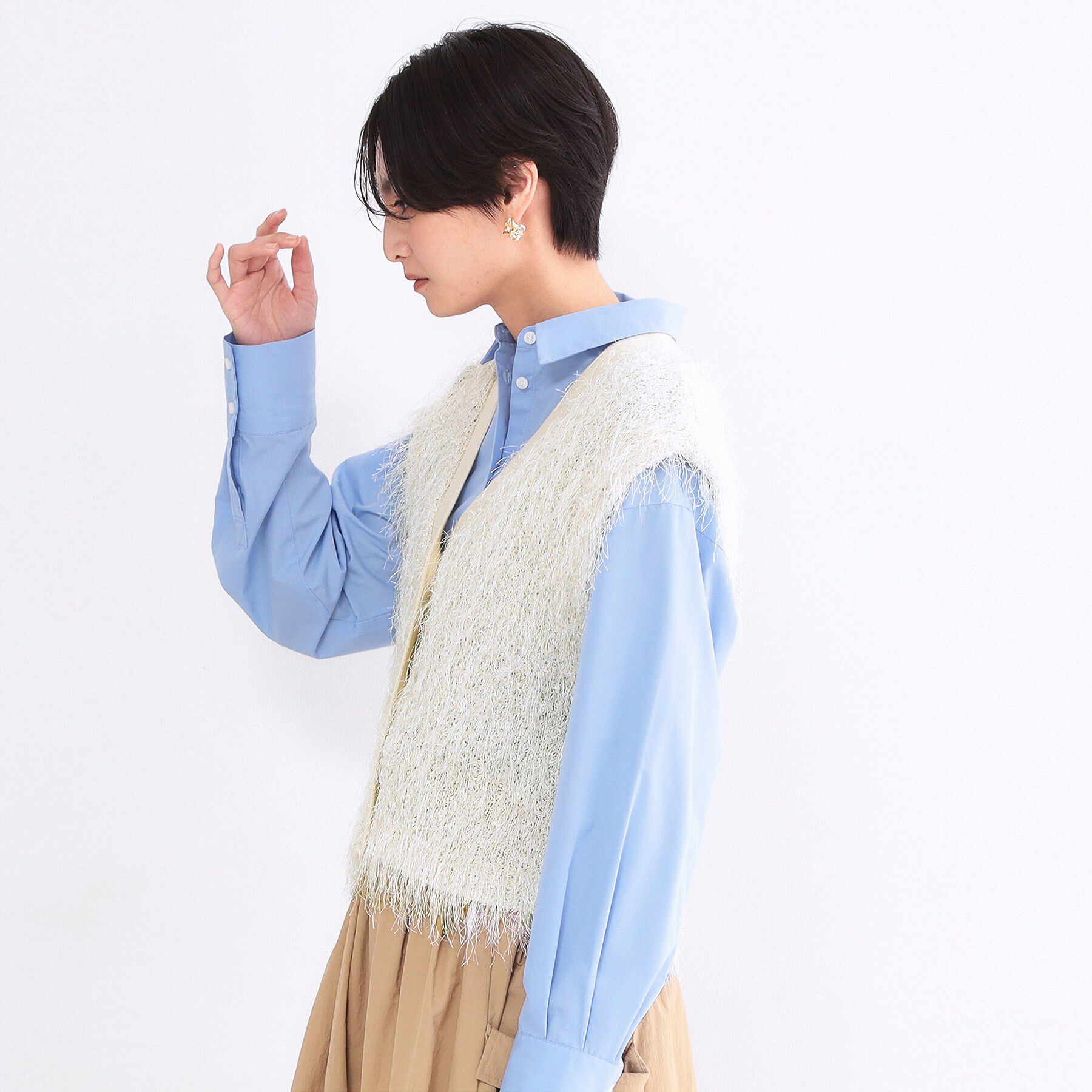 OPAQUE.CLIP「フリンジニットベスト【洗濯機OK】」|ニット・セーター|