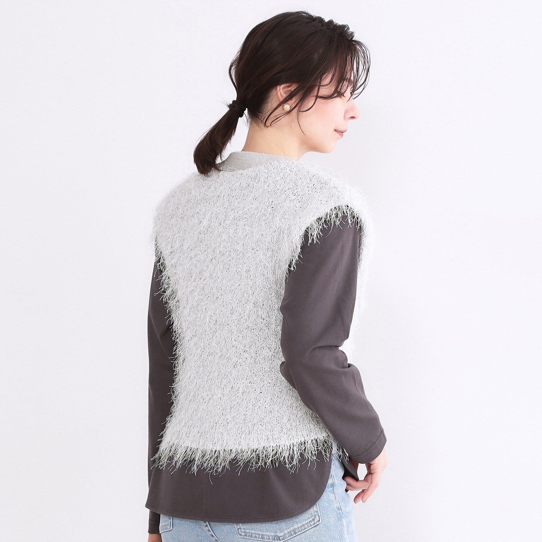 OPAQUE.CLIP「フリンジニットベスト【洗濯機OK】」|ニット・セーター|