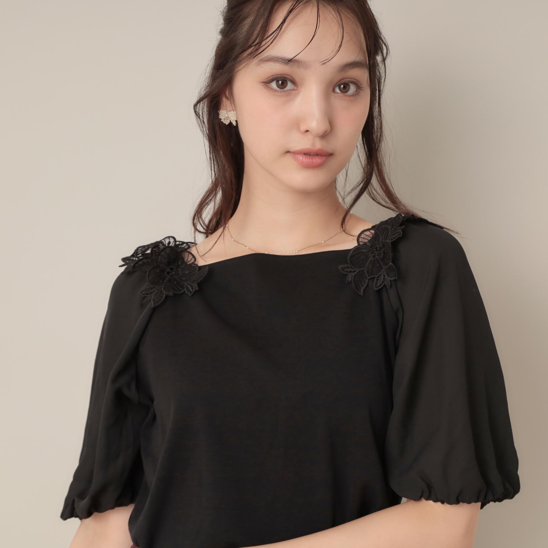 Couture broach「【マシンウォッシャブル・UVケア・接触冷感】ラグランレースドッキングカットソー」|Tシャツ・カットソー|