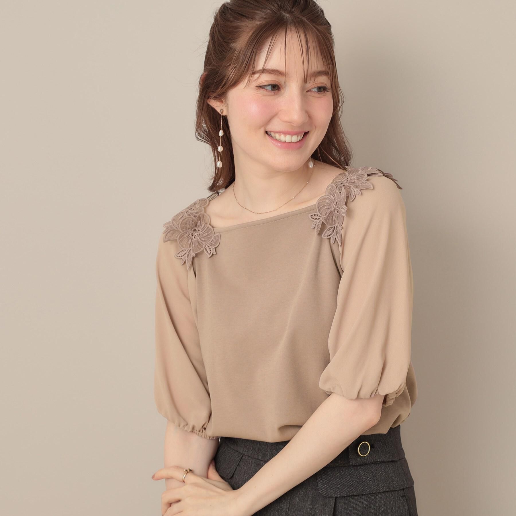 Couture broach「【マシンウォッシャブル・UVケア・接触冷感】ラグランレースドッキングカットソー」|Tシャツ・カットソー|