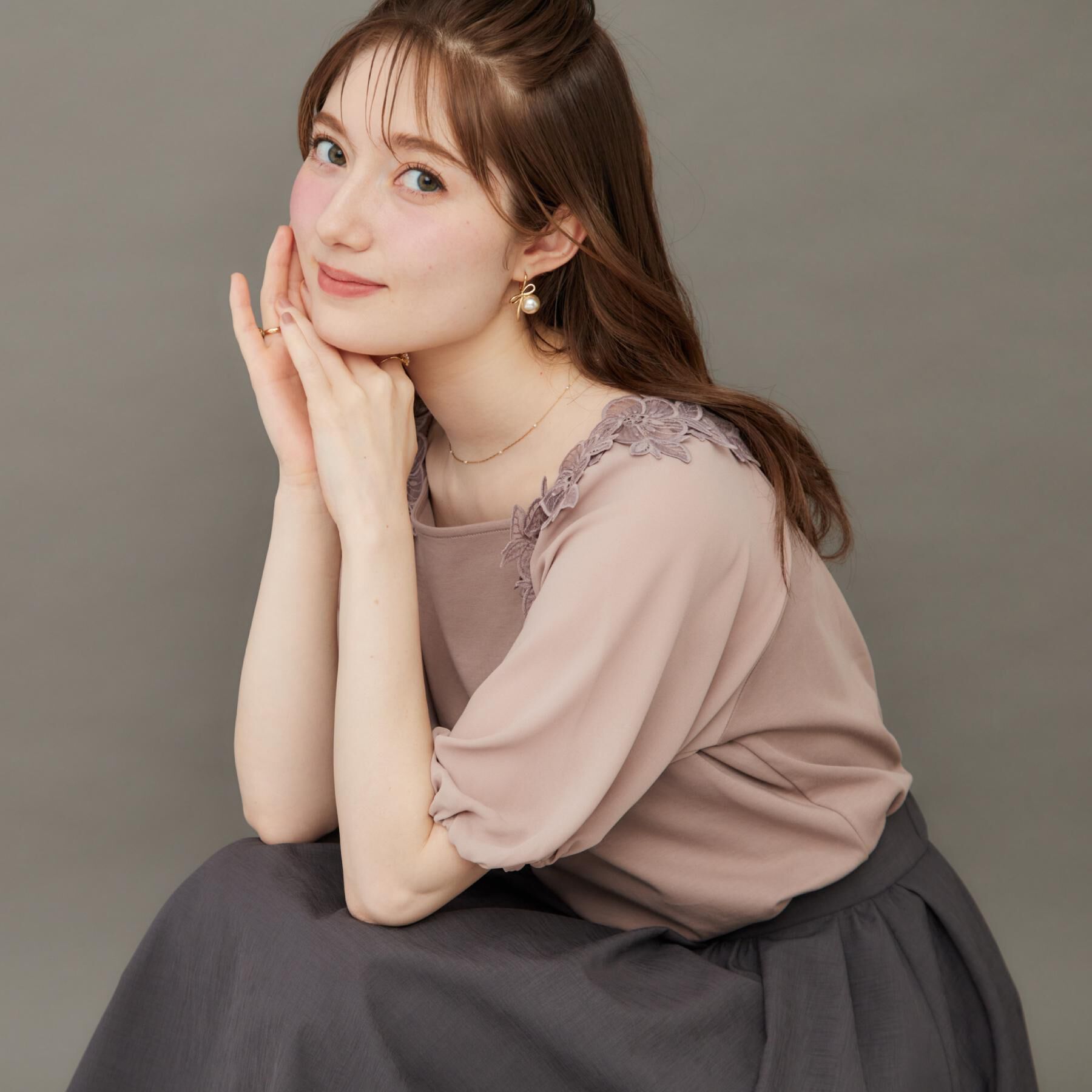 Couture broach「【マシンウォッシャブル・UVケア・接触冷感】ラグランレースドッキングカットソー」|Tシャツ・カットソー|