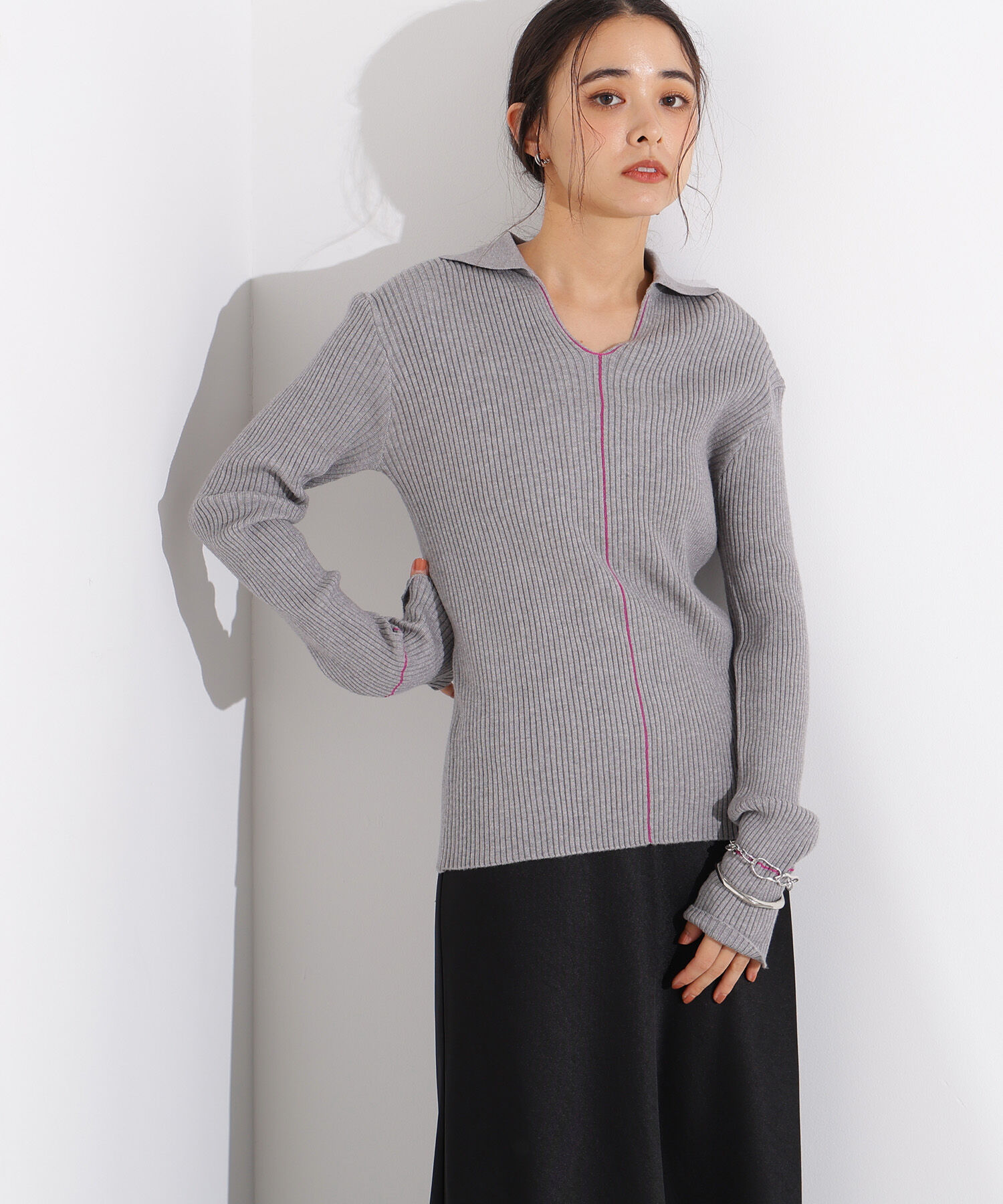  「ラインスキッパーリブニット」|ニット・セーター|