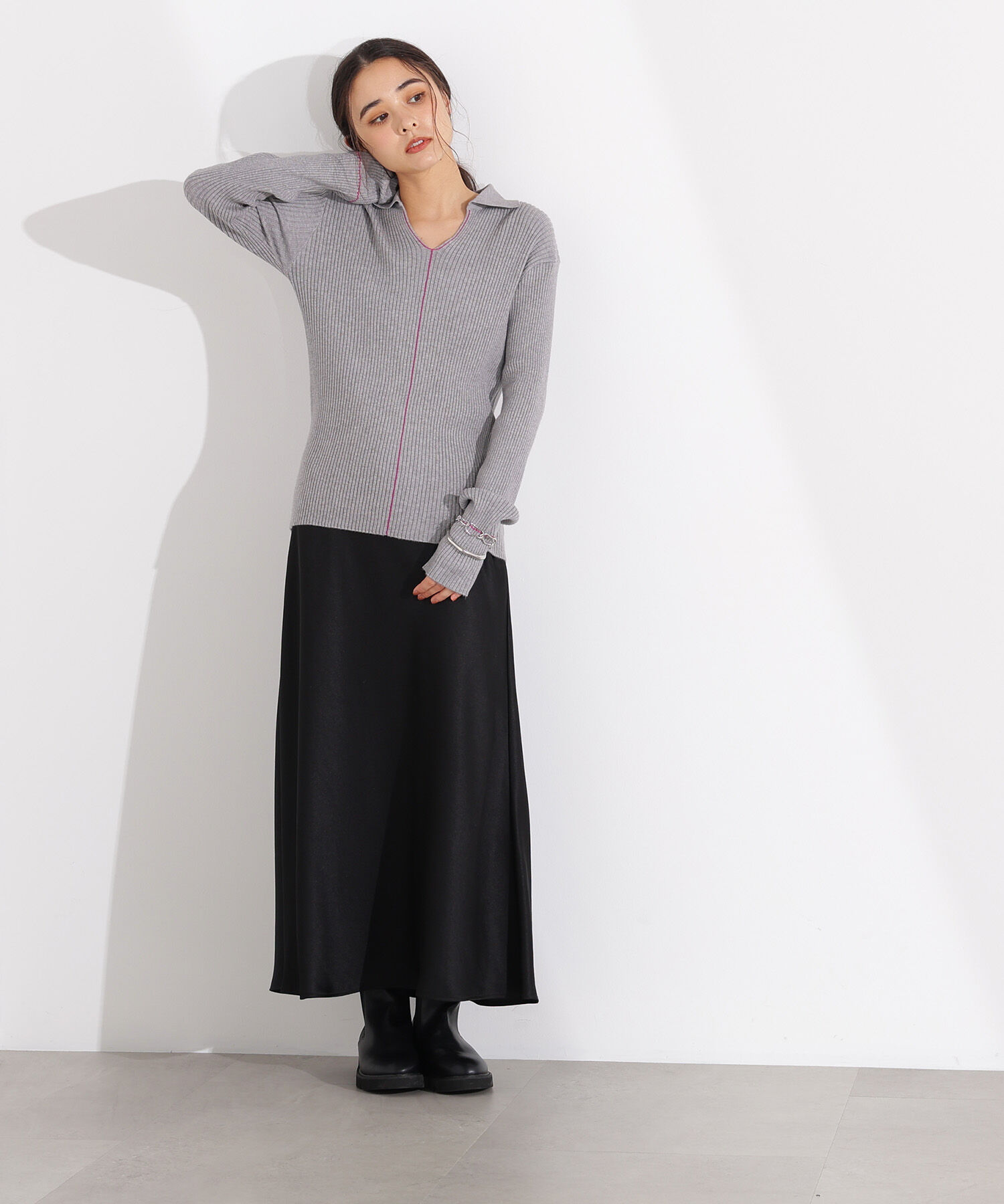  「ラインスキッパーリブニット」|ニット・セーター|