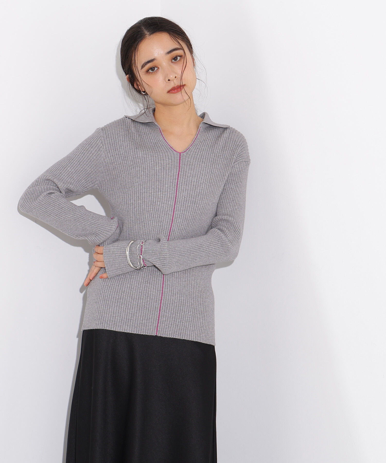  「ラインスキッパーリブニット」|ニット・セーター|