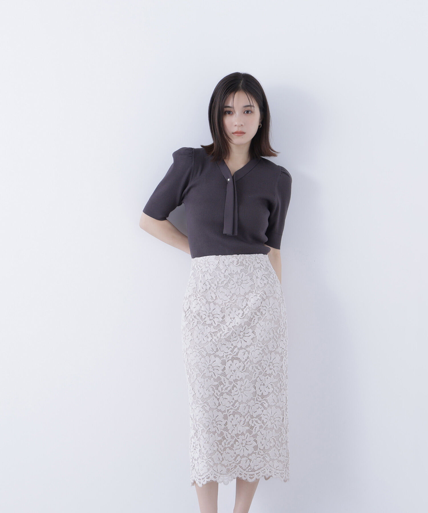  「ボウタイリブニット」|ニット・セーター|