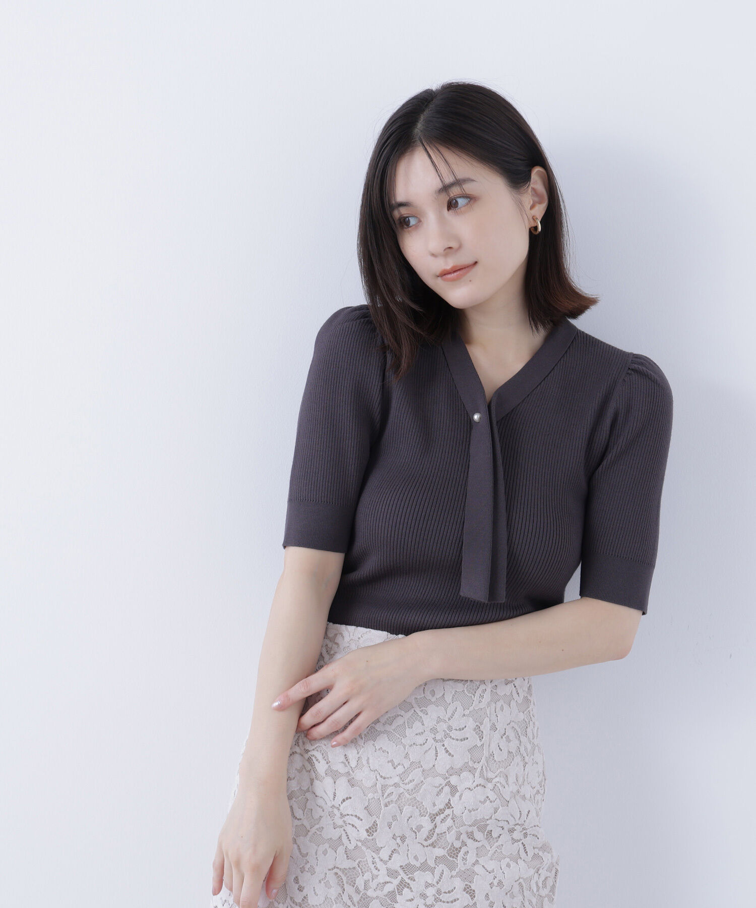  「ボウタイリブニット」|ニット・セーター|