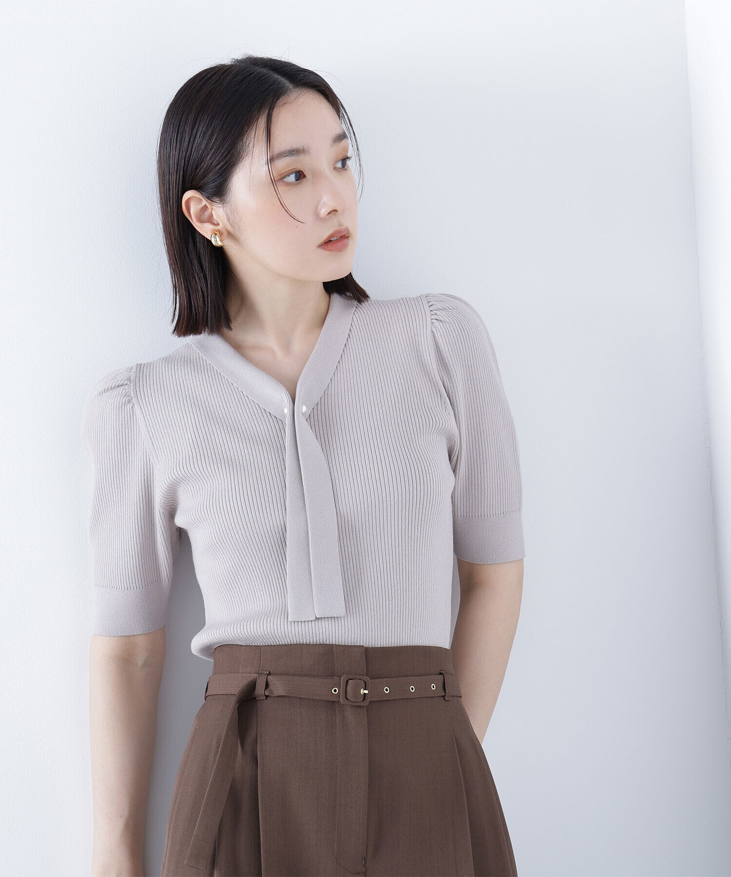  「ボウタイリブニット」|ニット・セーター|