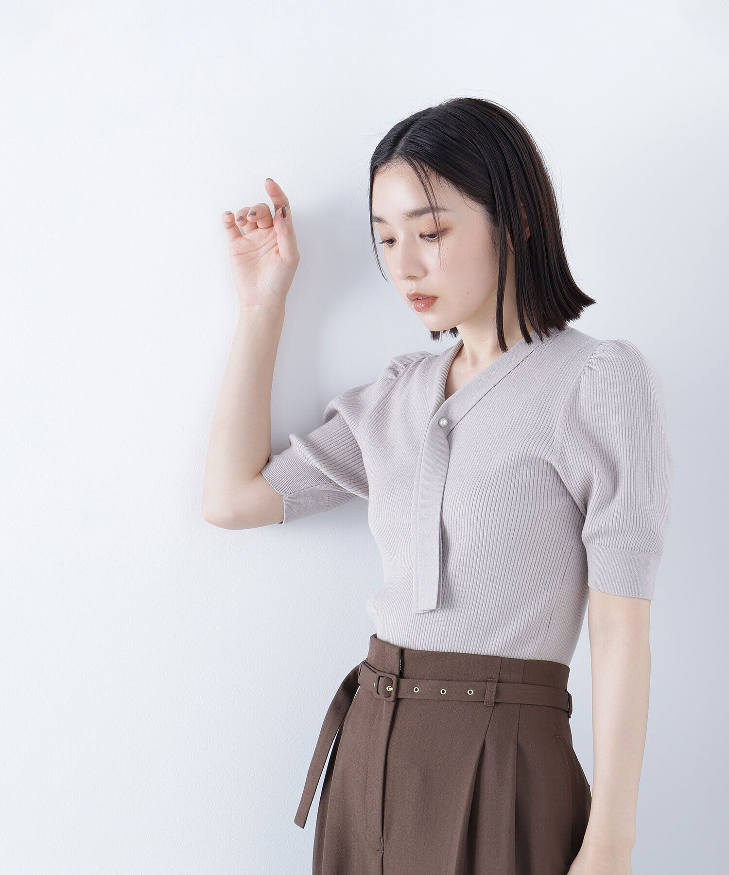  「ボウタイリブニット」|ニット・セーター|