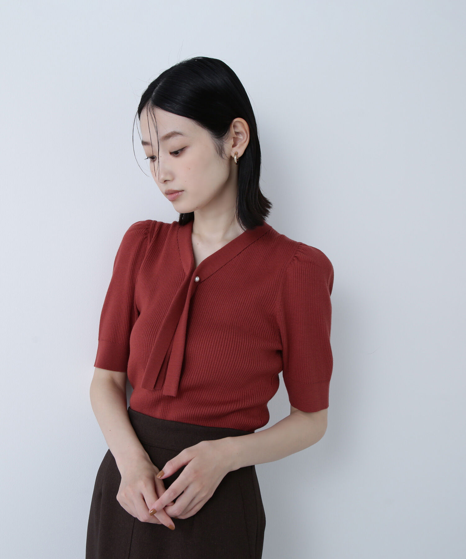  「ボウタイリブニット」|ニット・セーター|