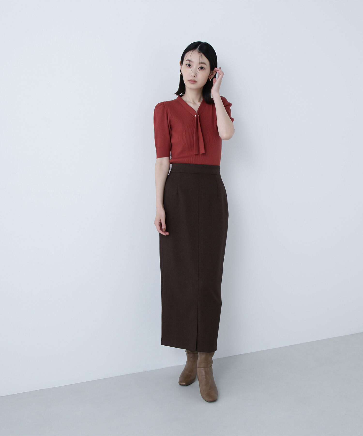  「ボウタイリブニット」|ニット・セーター|