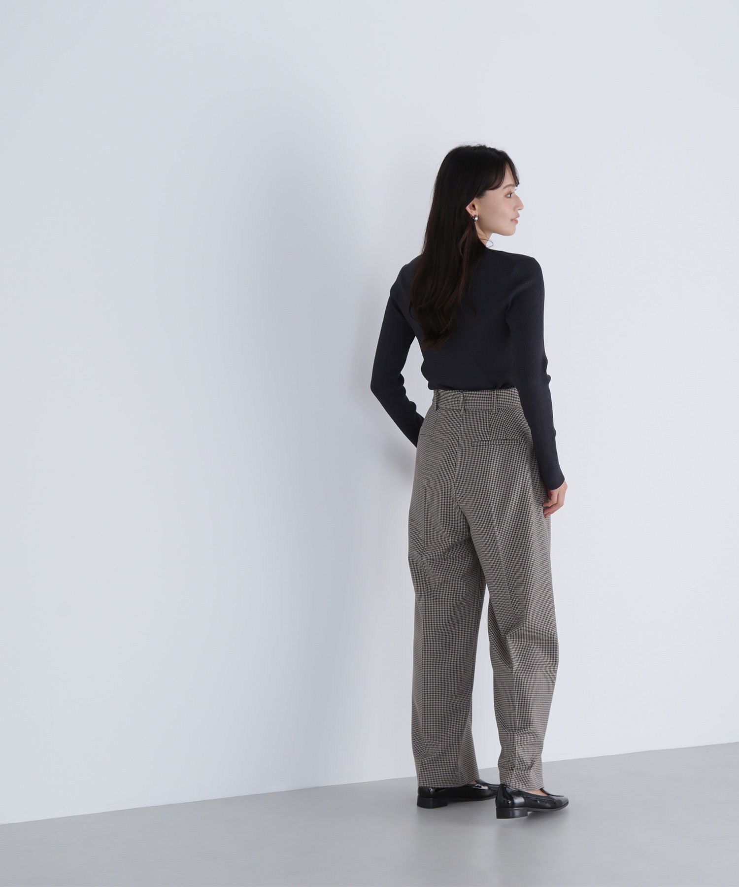  「ポロカラーVネックリブニット」|ニット・セーター|