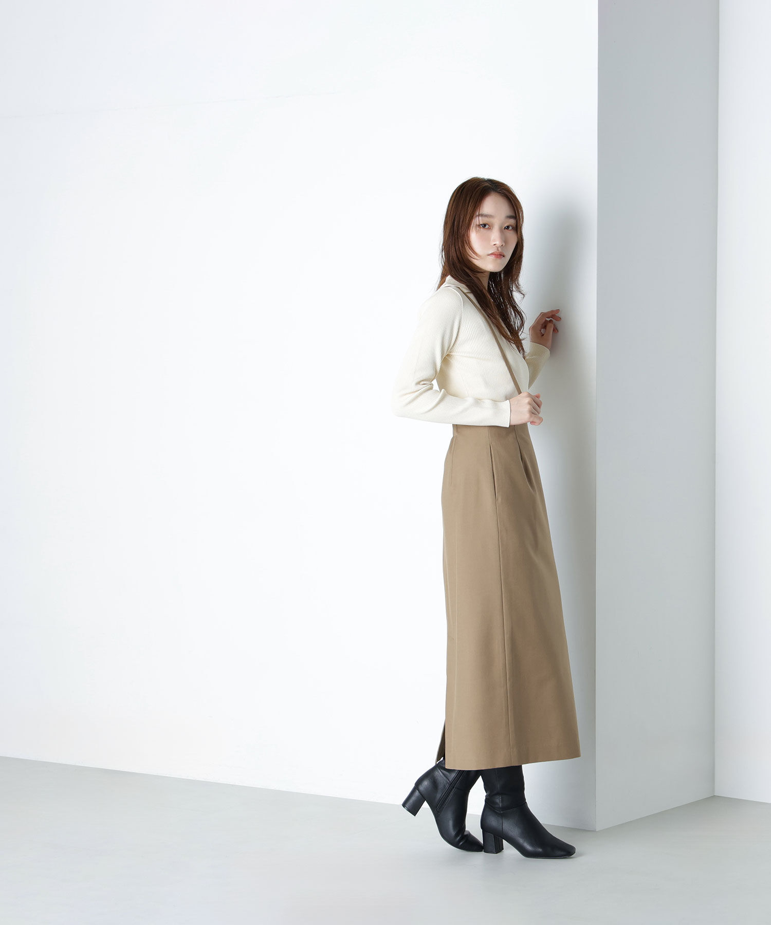  「ポロカラーVネックリブニット」|ニット・セーター|