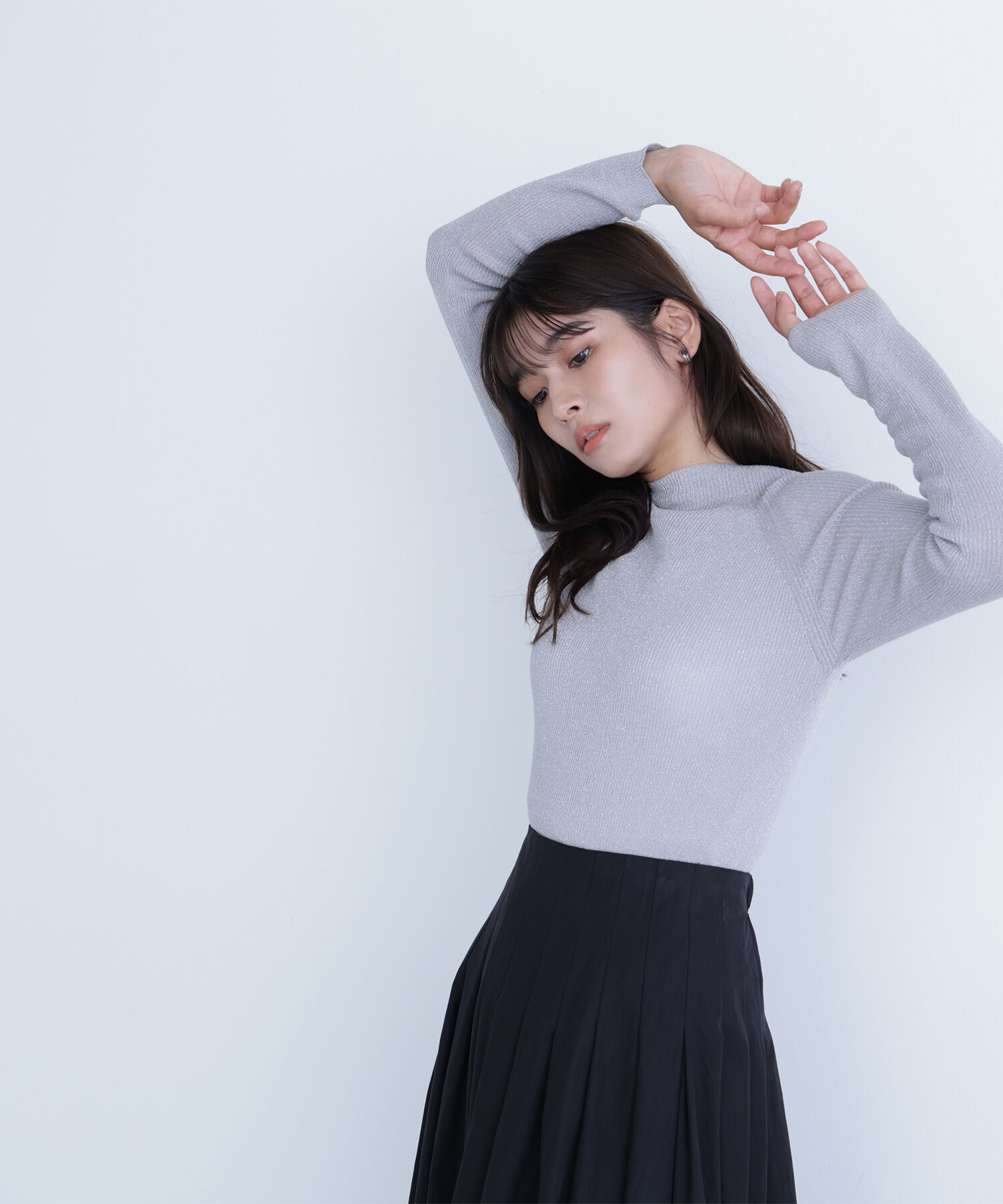  「ハイネックラメリブニット」|ニット・セーター|