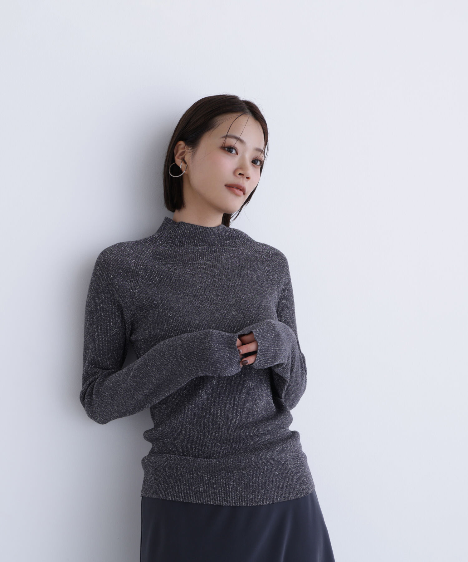  「ハイネックラメリブニット」|ニット・セーター|