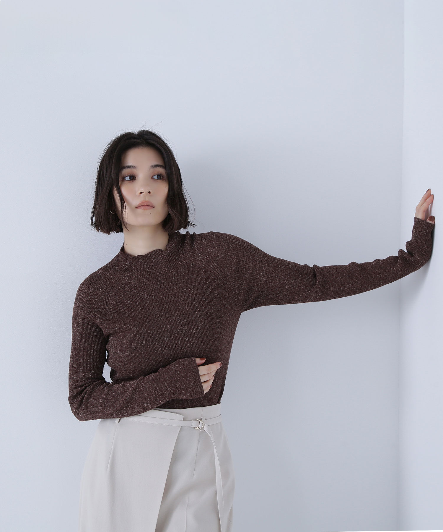  「ハイネックラメリブニット」|ニット・セーター|