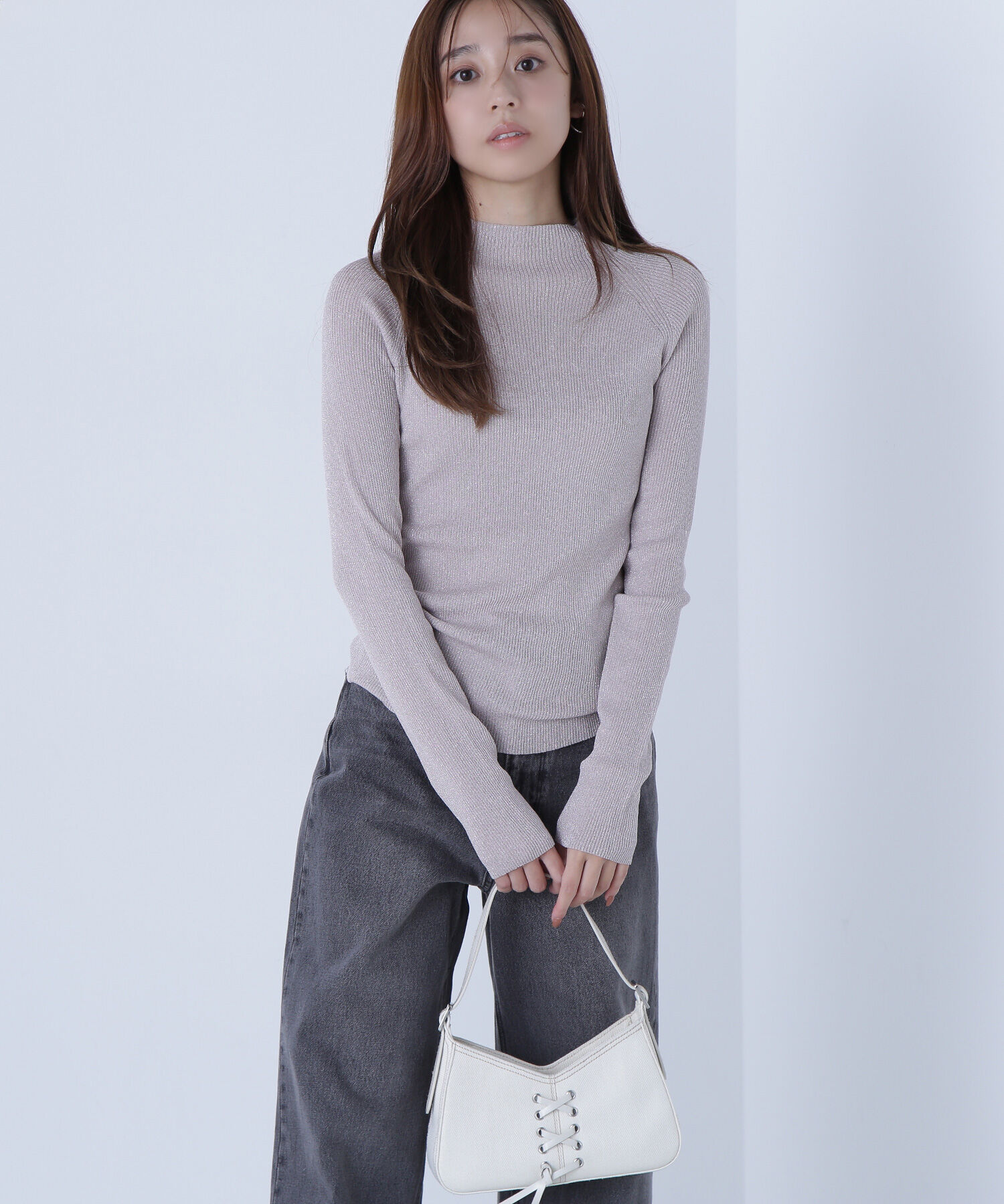  「ハイネックラメリブニット」|ニット・セーター|