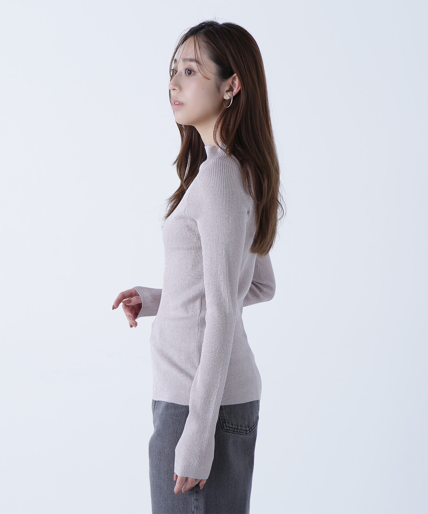  「ハイネックラメリブニット」|ニット・セーター|