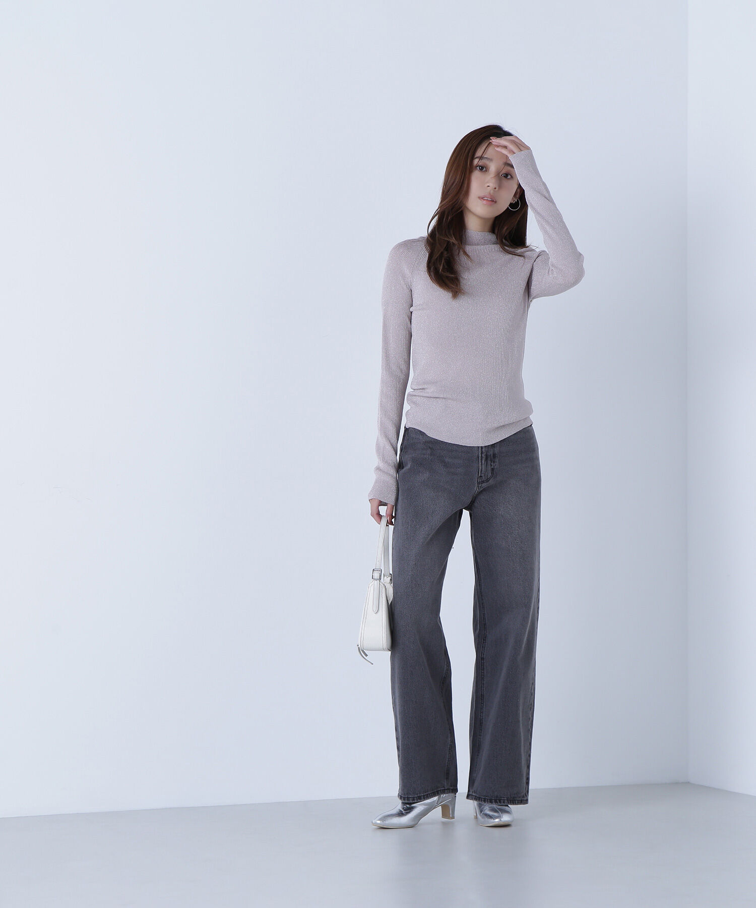  「ハイネックラメリブニット」|ニット・セーター|