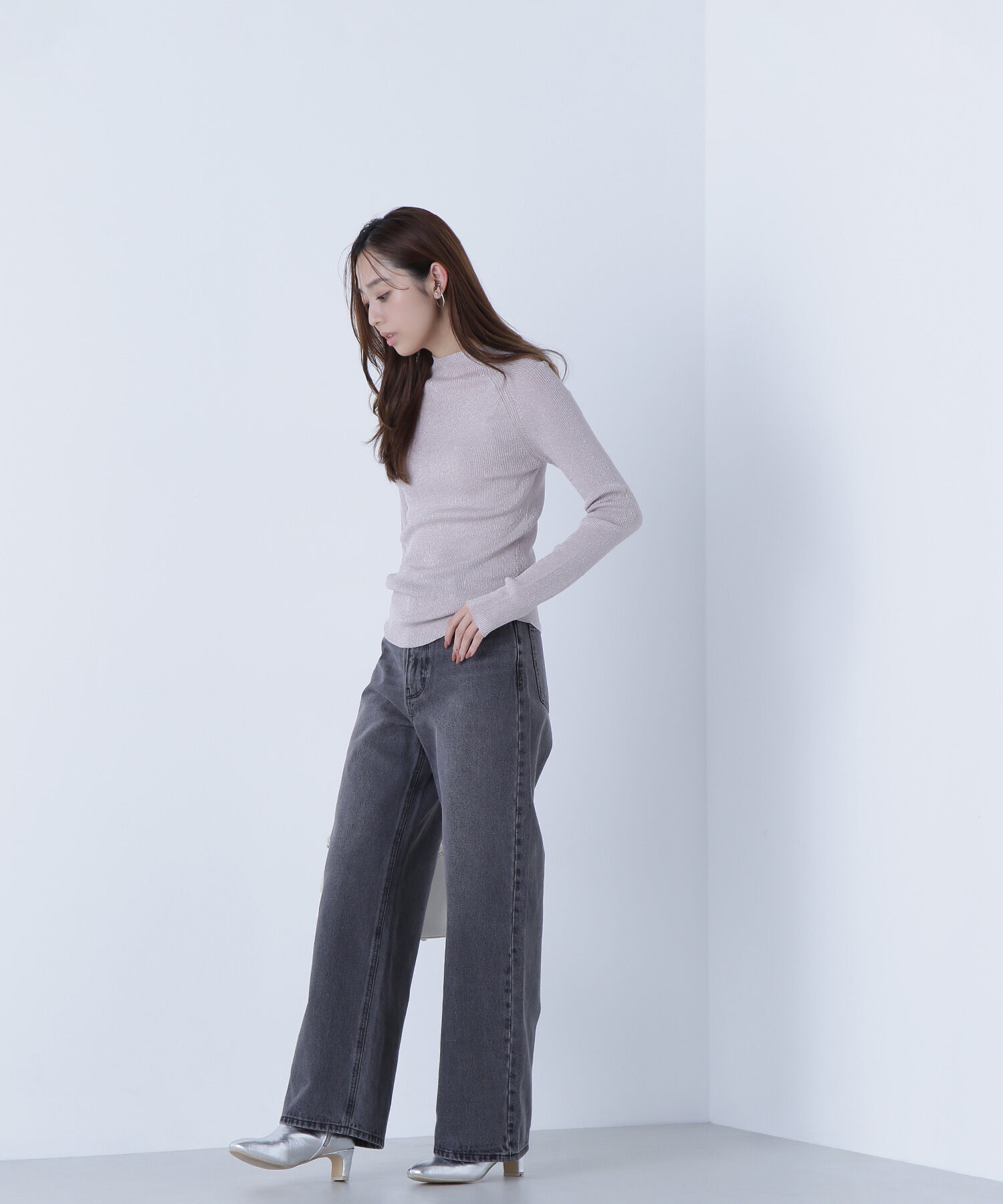  「ハイネックラメリブニット」|ニット・セーター|