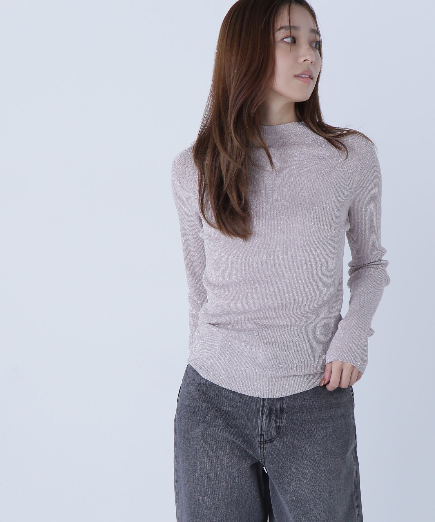  「ハイネックラメリブニット」|ニット・セーター|