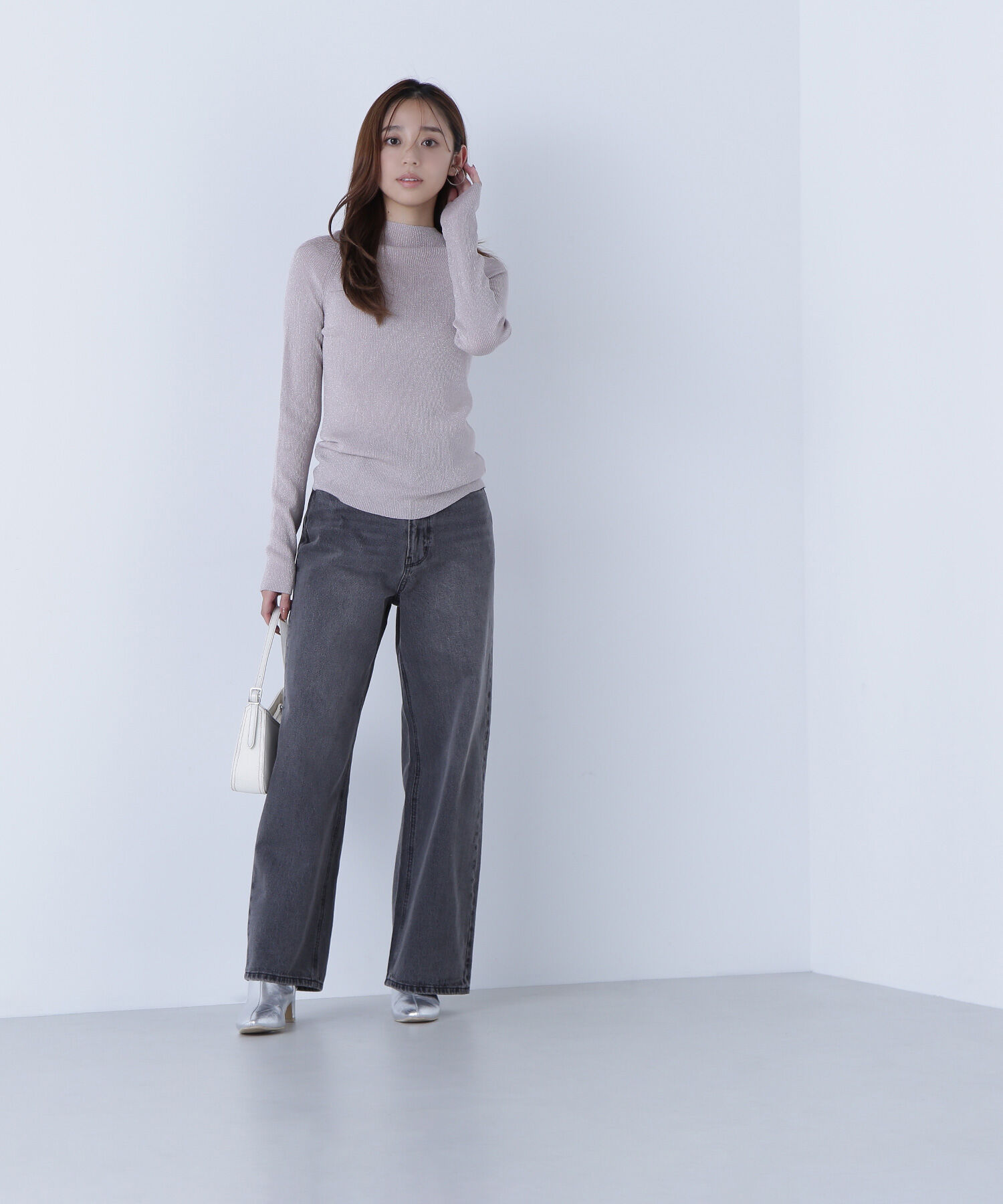  「ハイネックラメリブニット」|ニット・セーター|