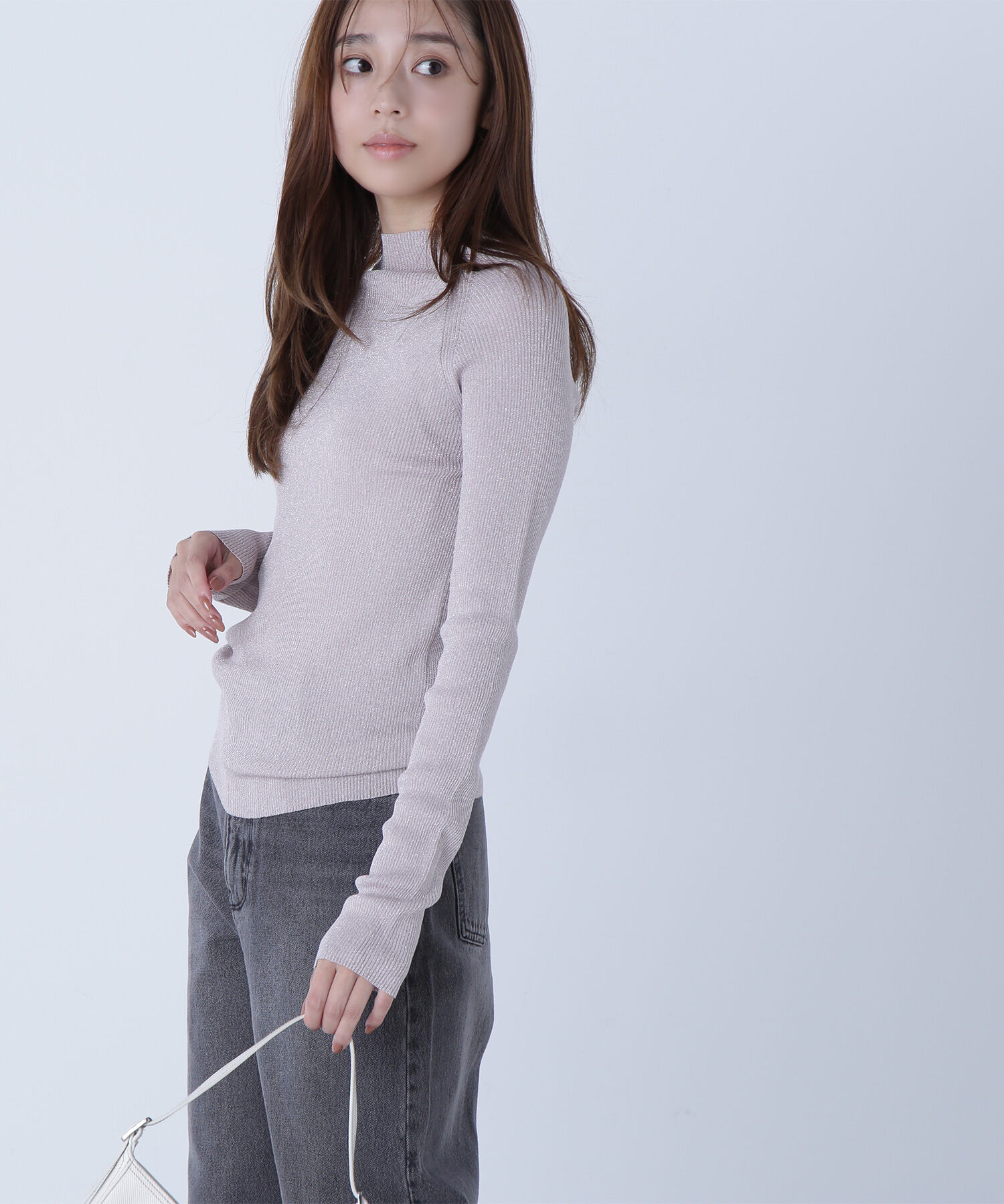  「ハイネックラメリブニット」|ニット・セーター|