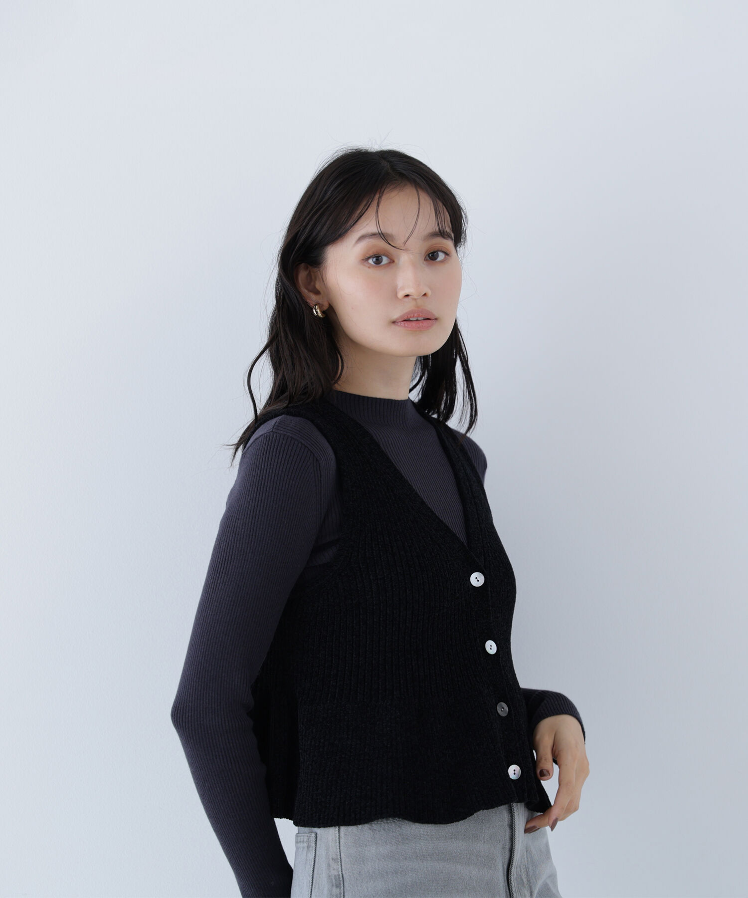  「ペプラムベスト＆リブニット」|ニット・セーター|