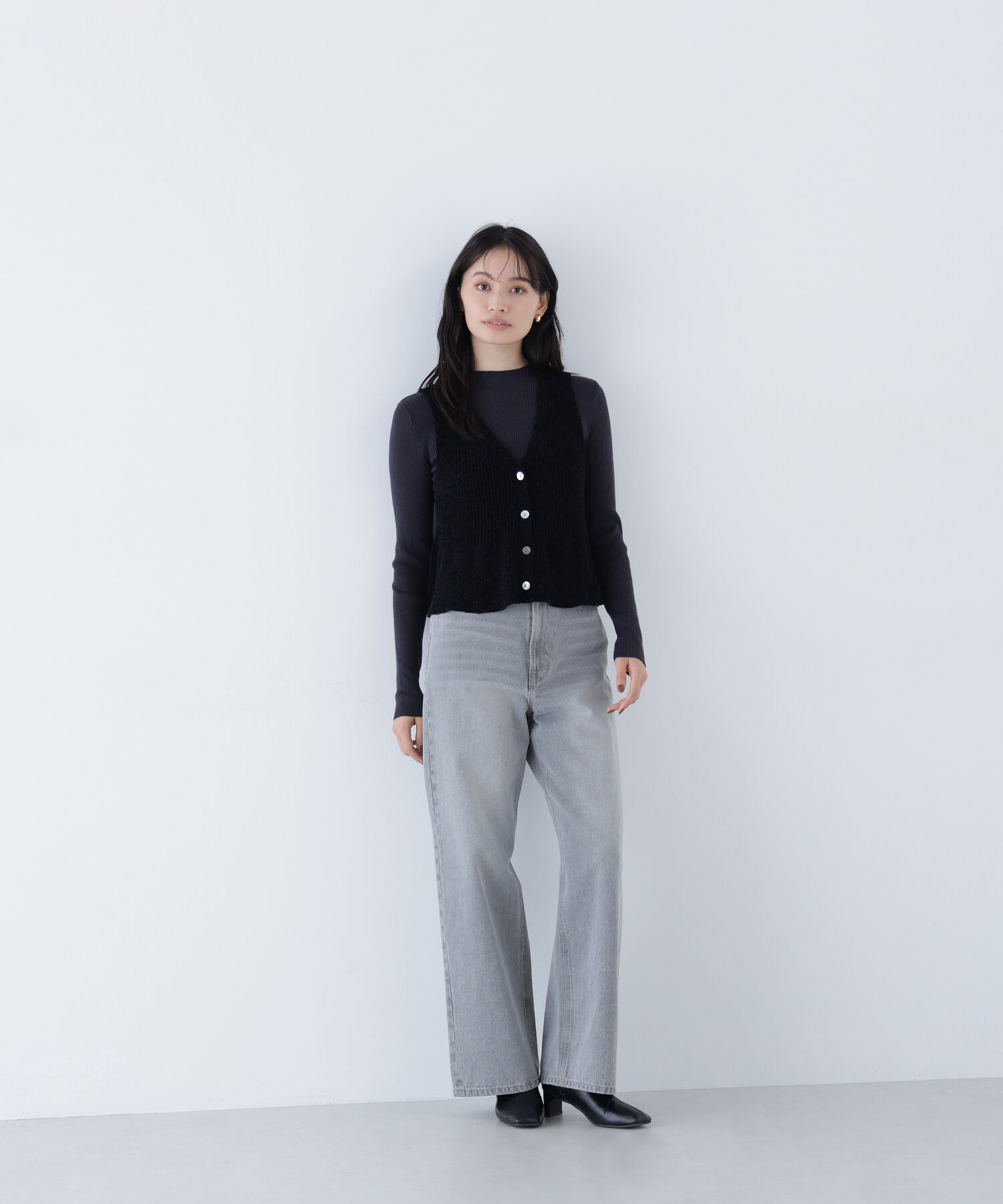  「ペプラムベスト＆リブニット」|ニット・セーター|