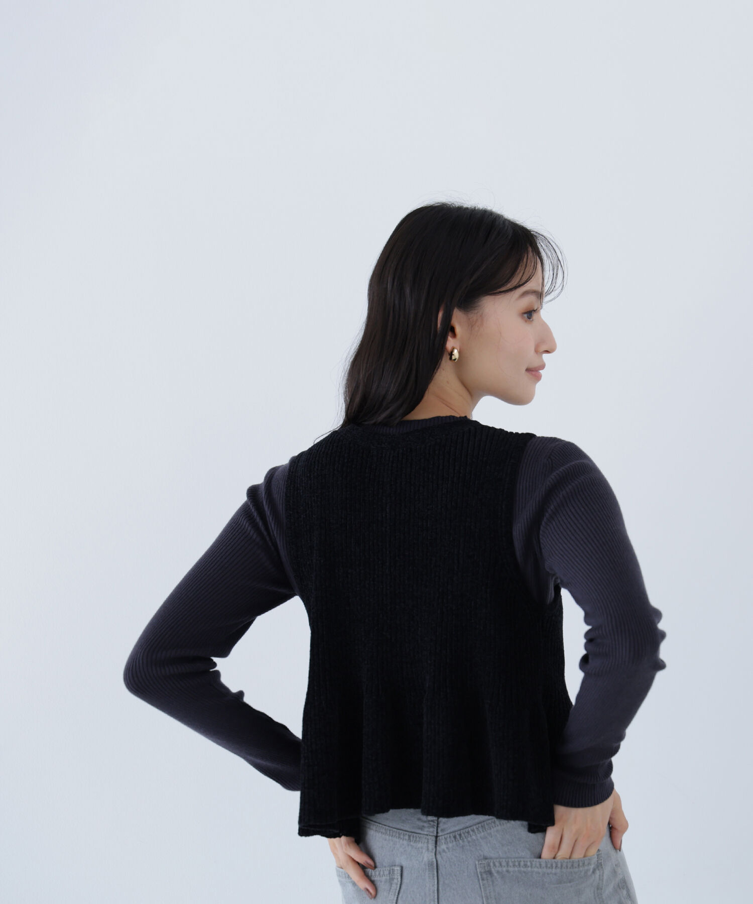  「ペプラムベスト＆リブニット」|ニット・セーター|