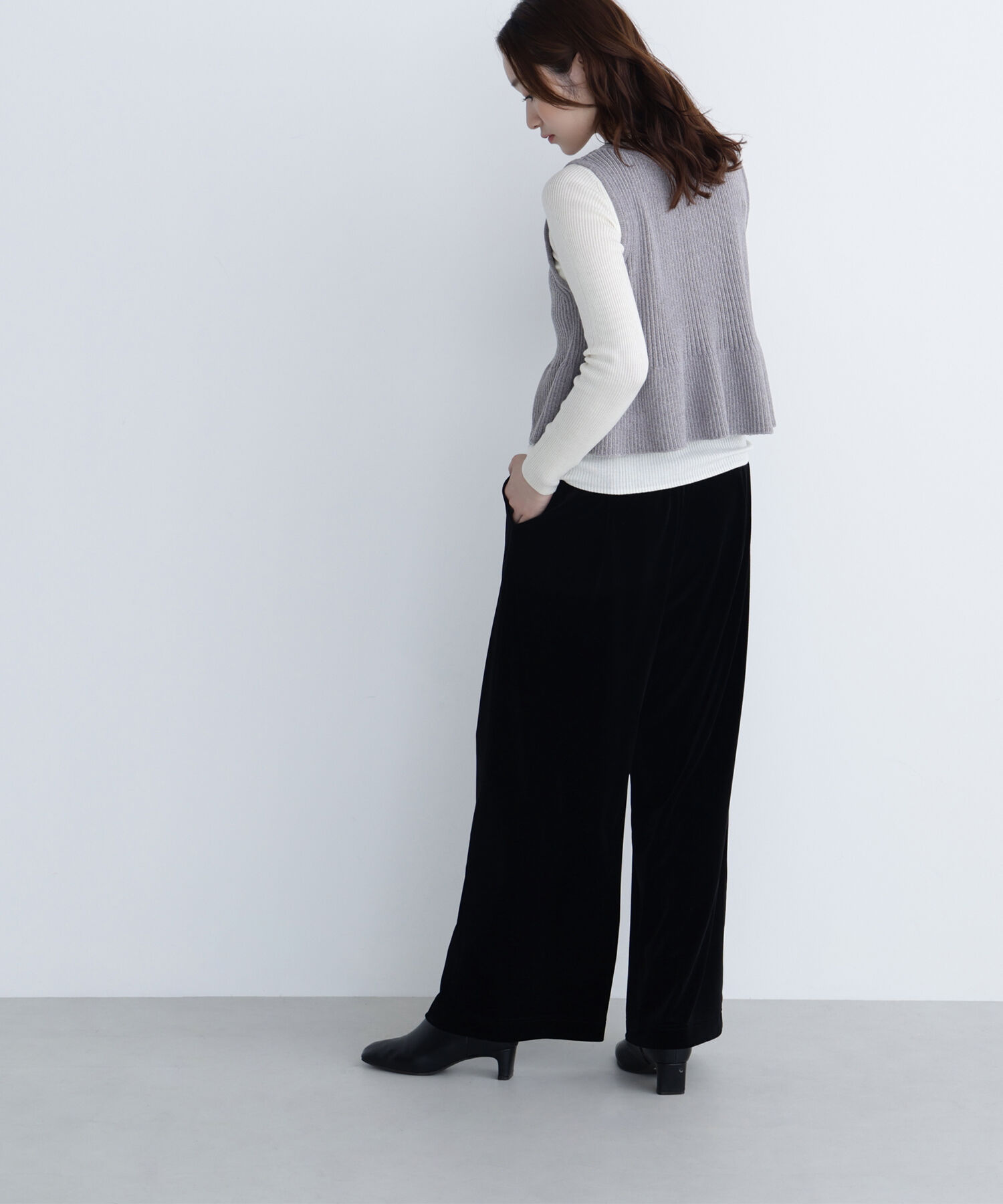  「ペプラムベスト＆リブニット」|ニット・セーター|