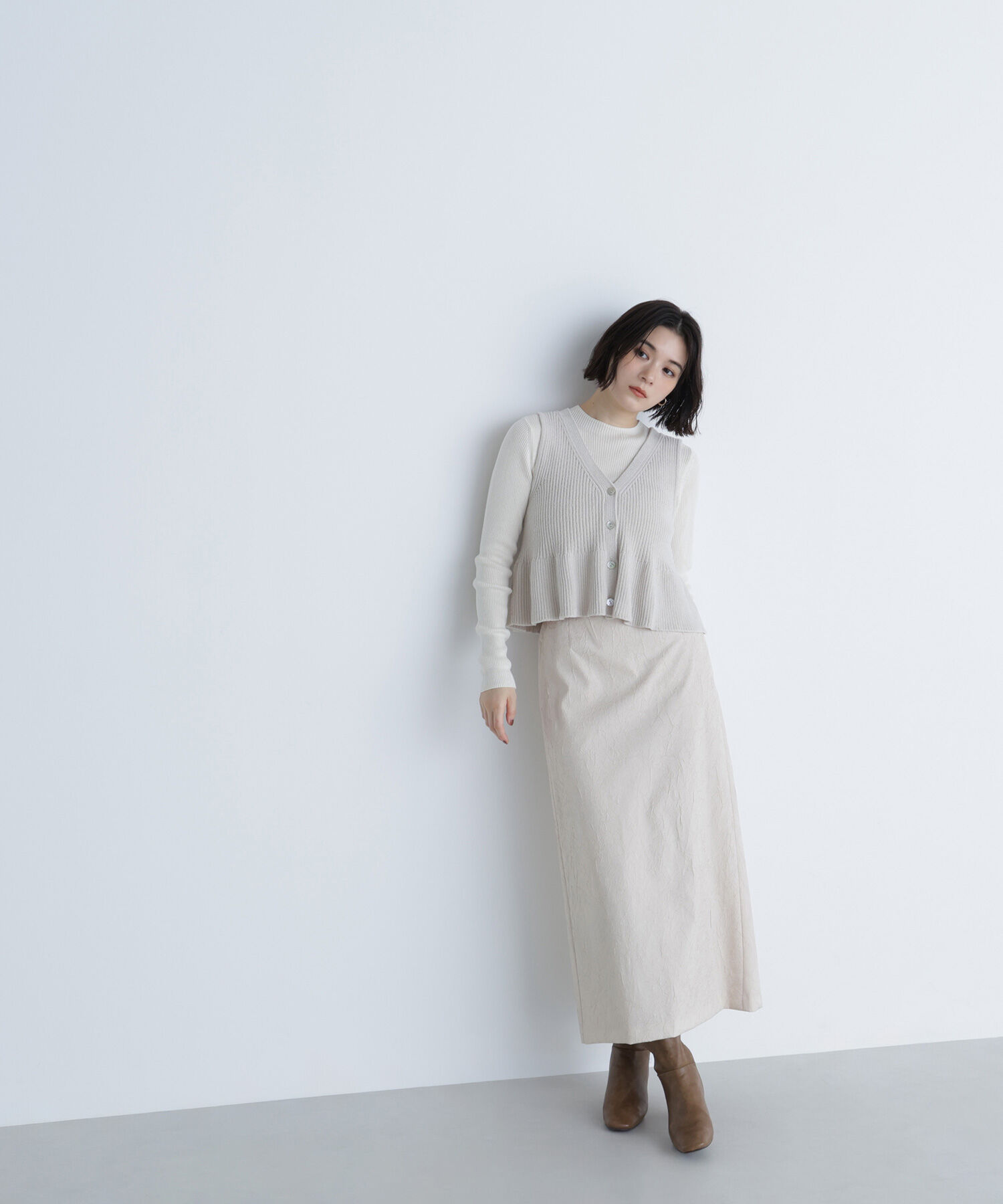  「ペプラムベスト＆リブニット」|ニット・セーター|