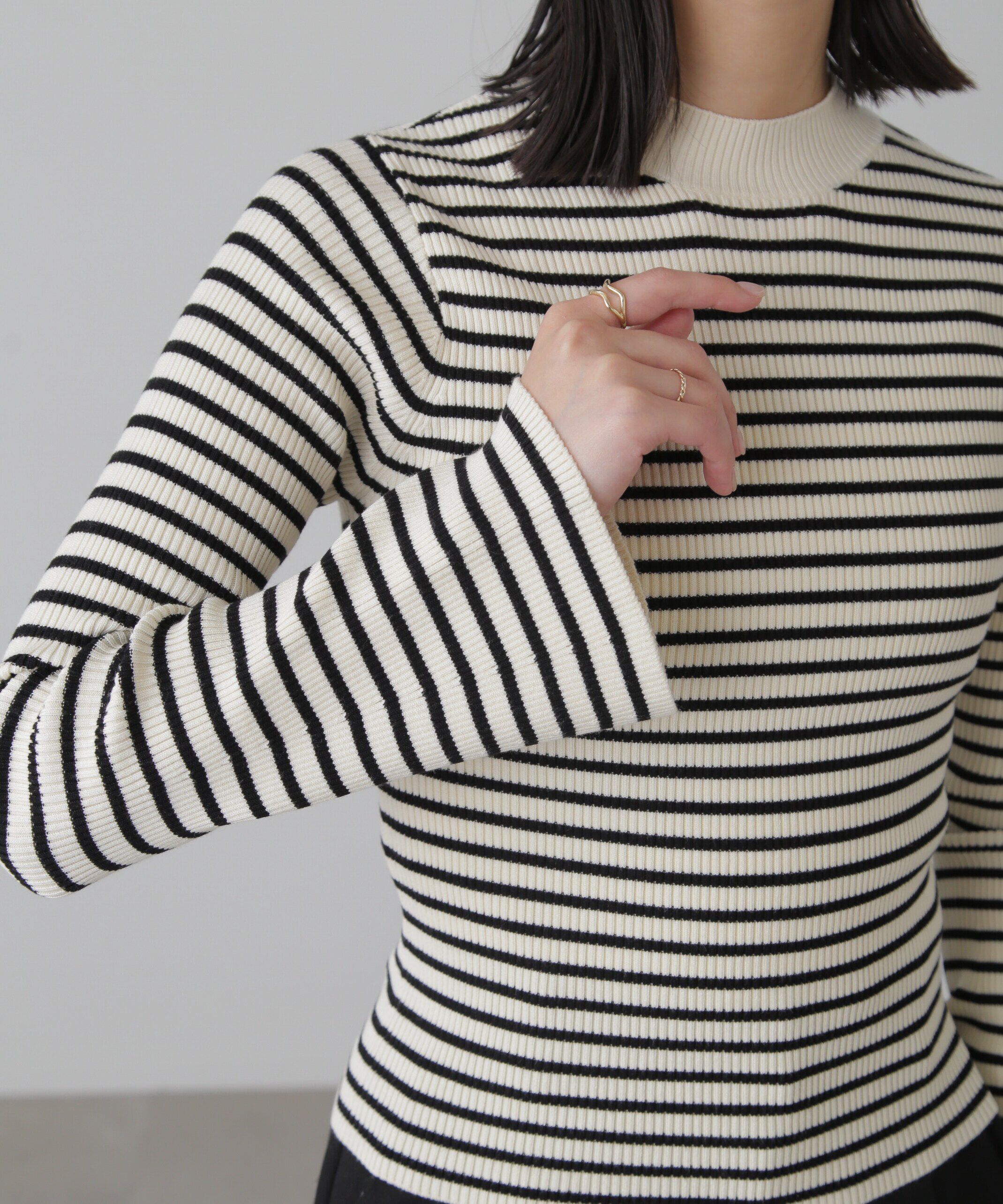  「［洗える］マシンウォッシャブルボトルネックリブニット」|ニット・セーター|