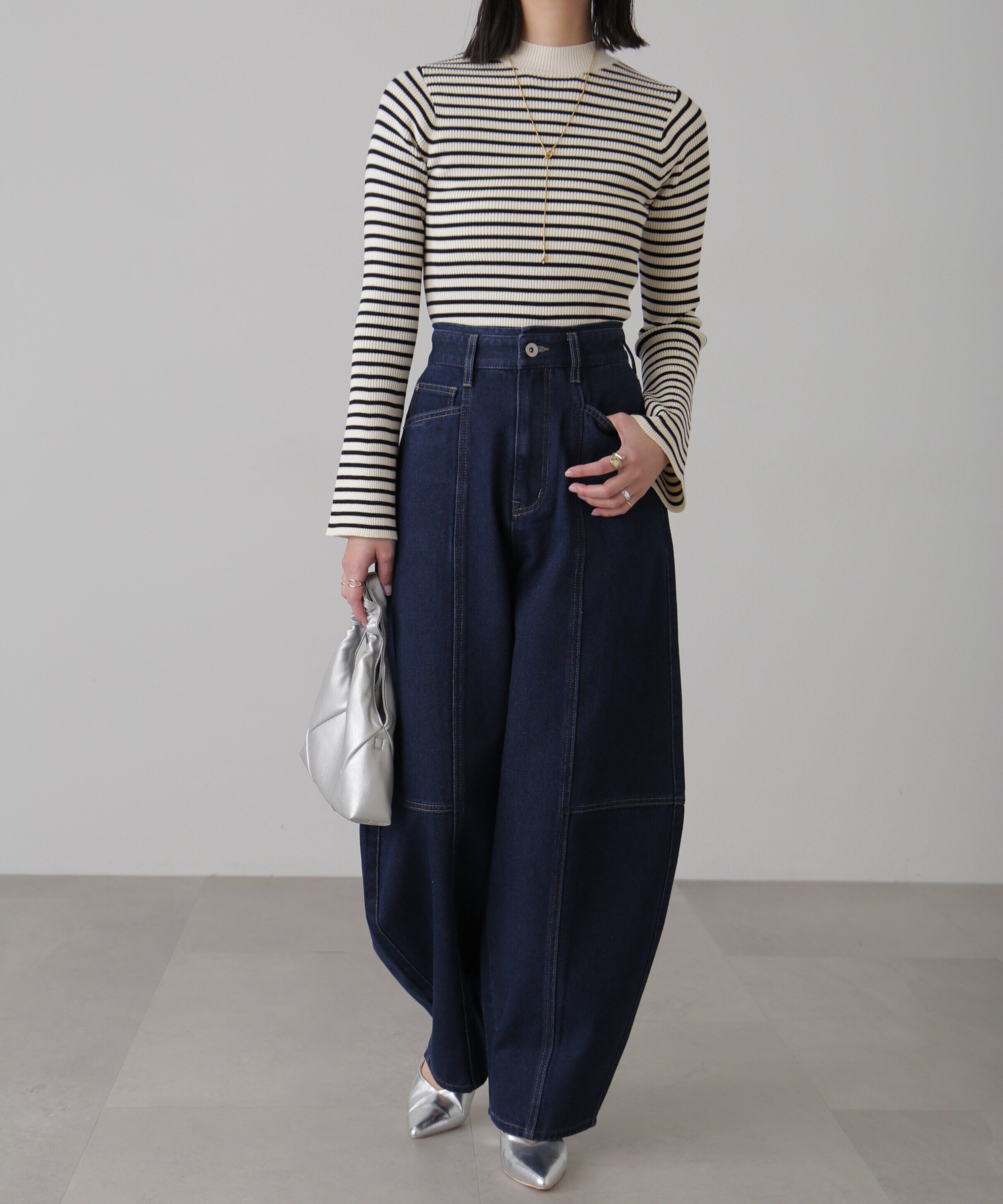  「［洗える］マシンウォッシャブルボトルネックリブニット」|ニット・セーター|