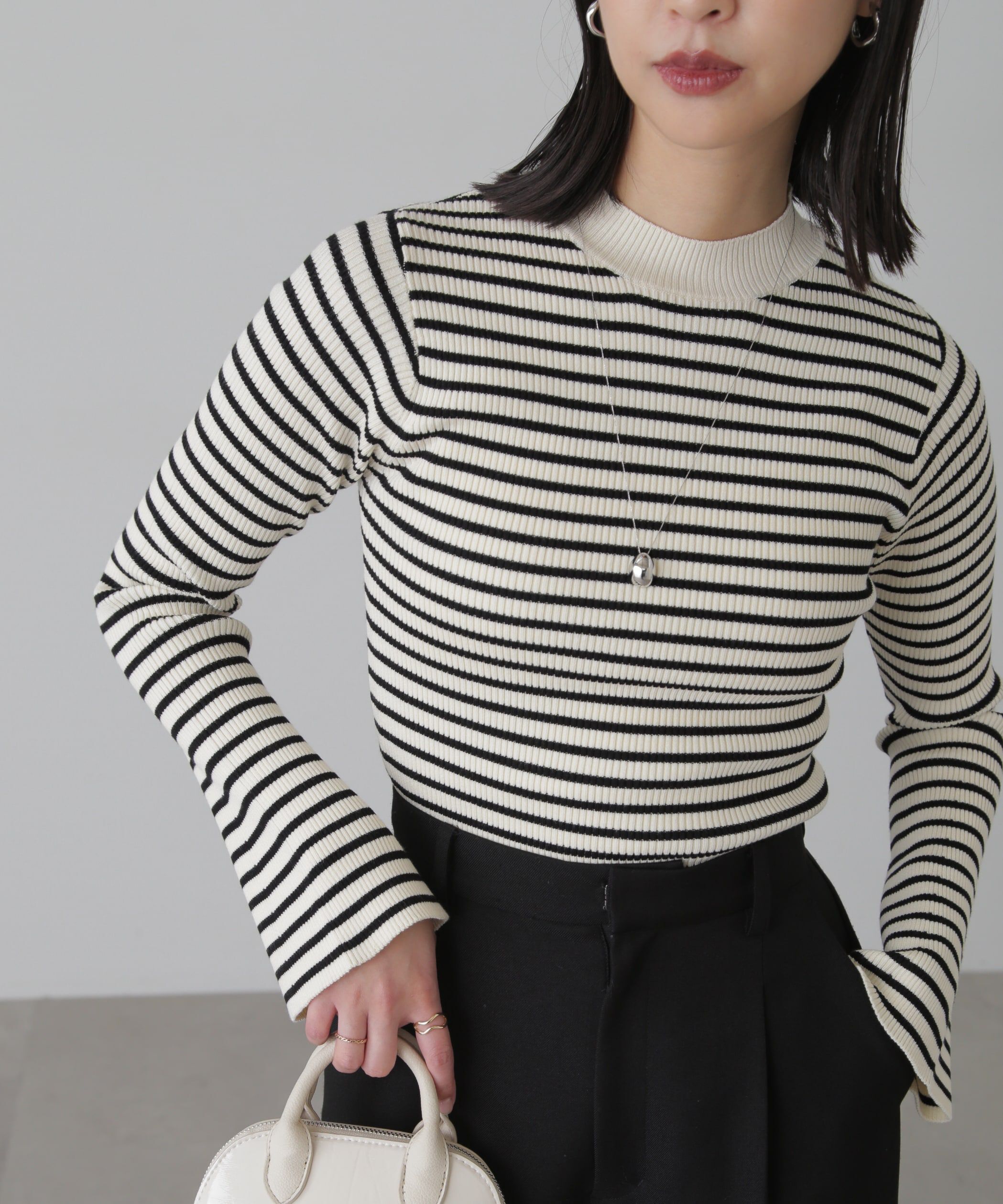  「［洗える］マシンウォッシャブルボトルネックリブニット」|ニット・セーター|