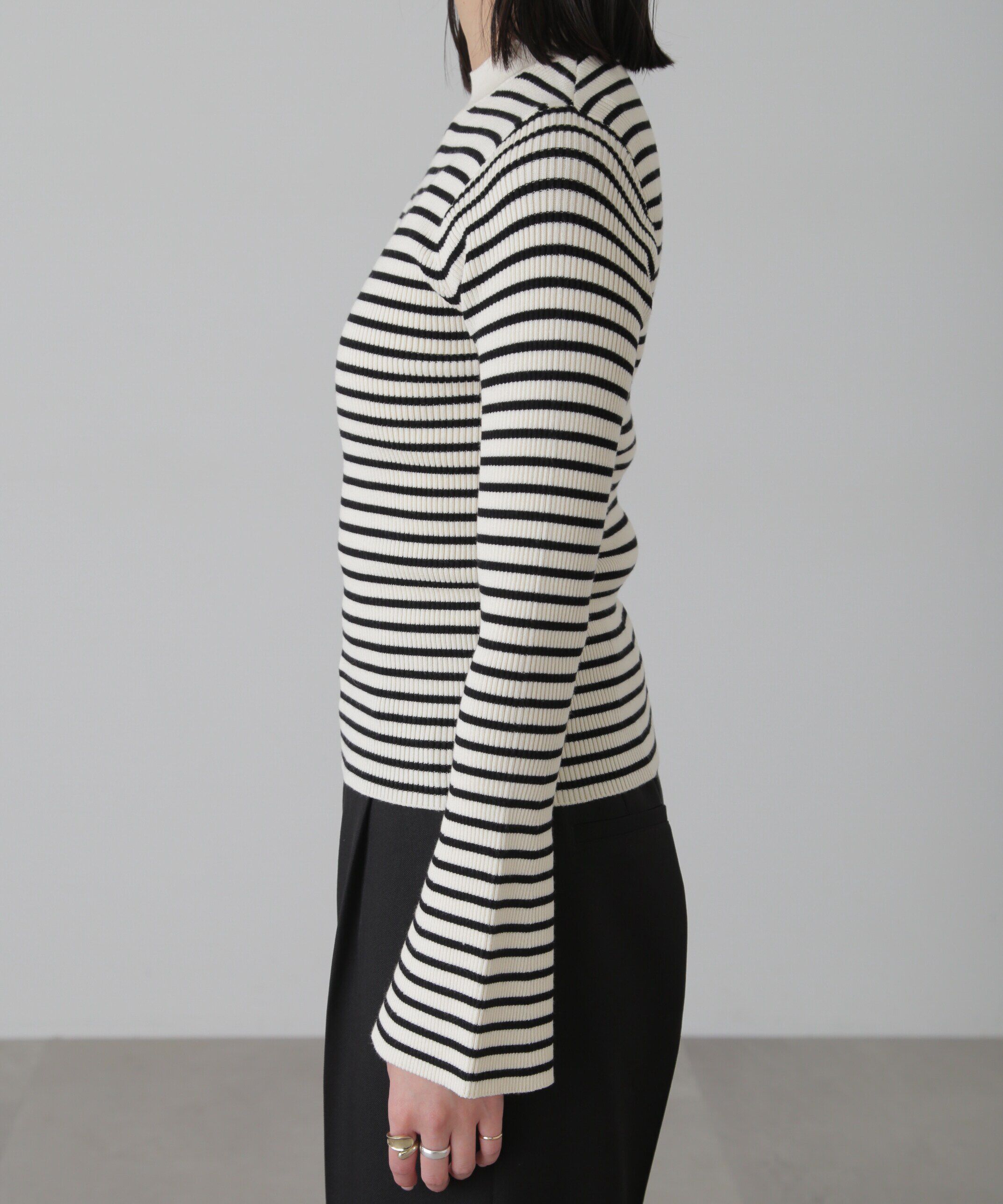  「［洗える］マシンウォッシャブルボトルネックリブニット」|ニット・セーター|