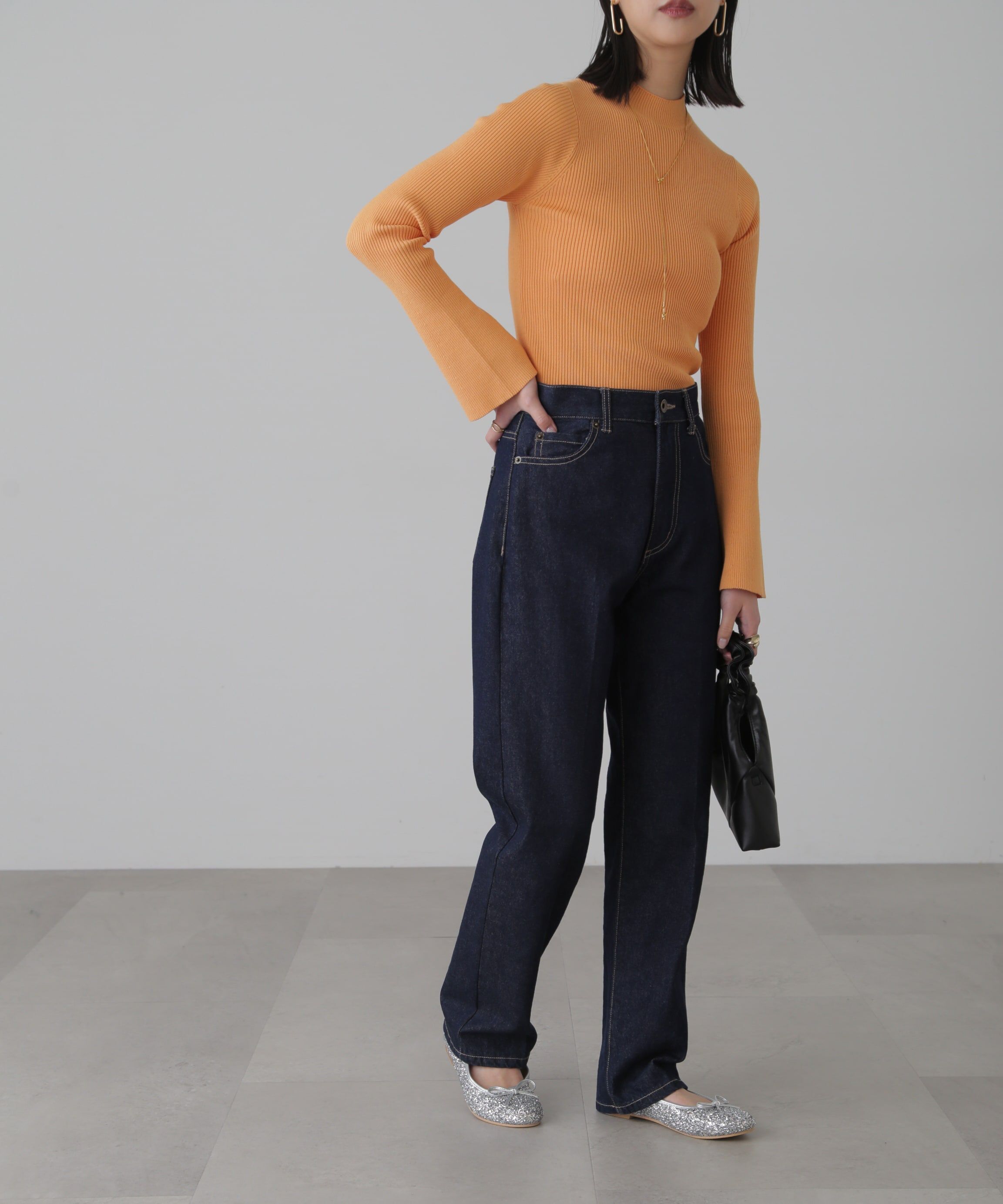  「［洗える］マシンウォッシャブルボトルネックリブニット」|ニット・セーター|